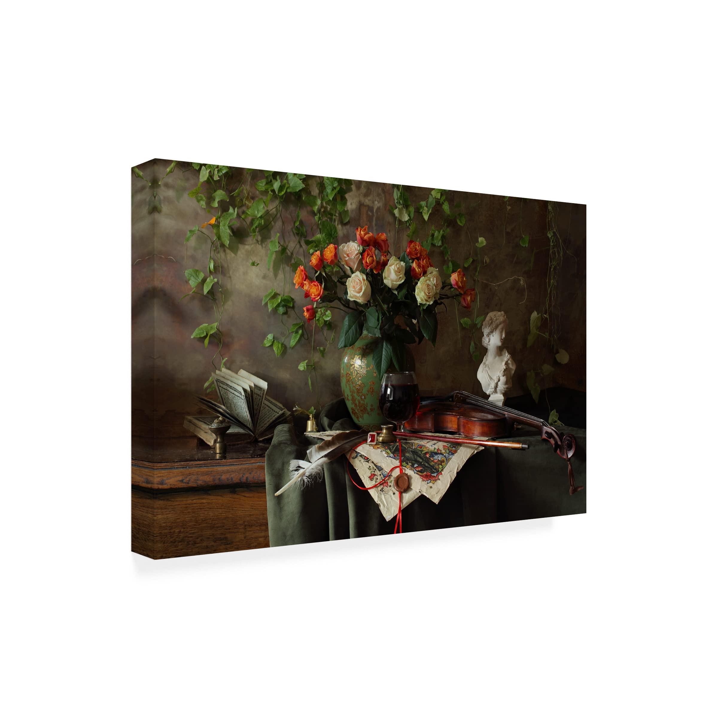 Still Life With Violin And Flowers Canvas Wall Art Print by Andrey Morozov - Premium Home Decor for Living Room, Bedroom & Office