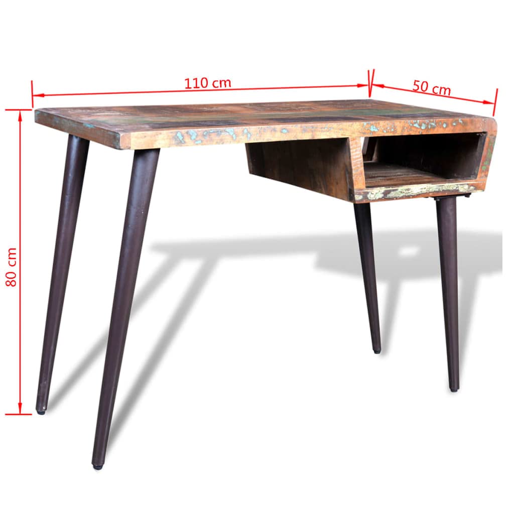 CHARMMA Reclaimed Wood Desk with Iron Legs - Rustic Industrial Home Office Desk for Study, Work & Writing - Sturdy & Stylish Workspace Solution