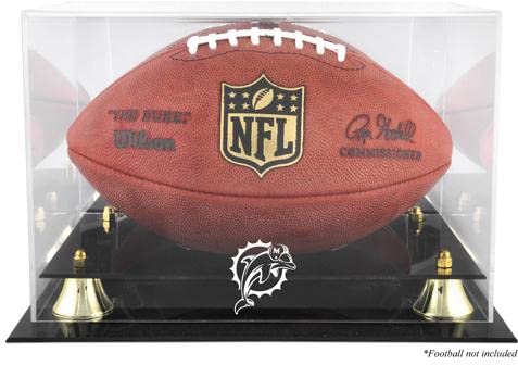 Miami Dolphins NFL Team Logo Football Display Case - Clear Acrylic Football Memorabilia Case for Collectibles and Sports Decor - Perfect for Home, Office, or Man Cave Display