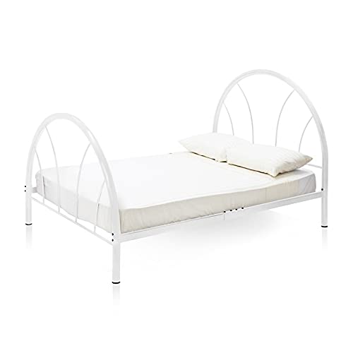 Rosebery Kids Contemporary White Metal Full Bed Frame - Modern & Durable Bed for Children's Room, Teen Bedroom, or Guest Room