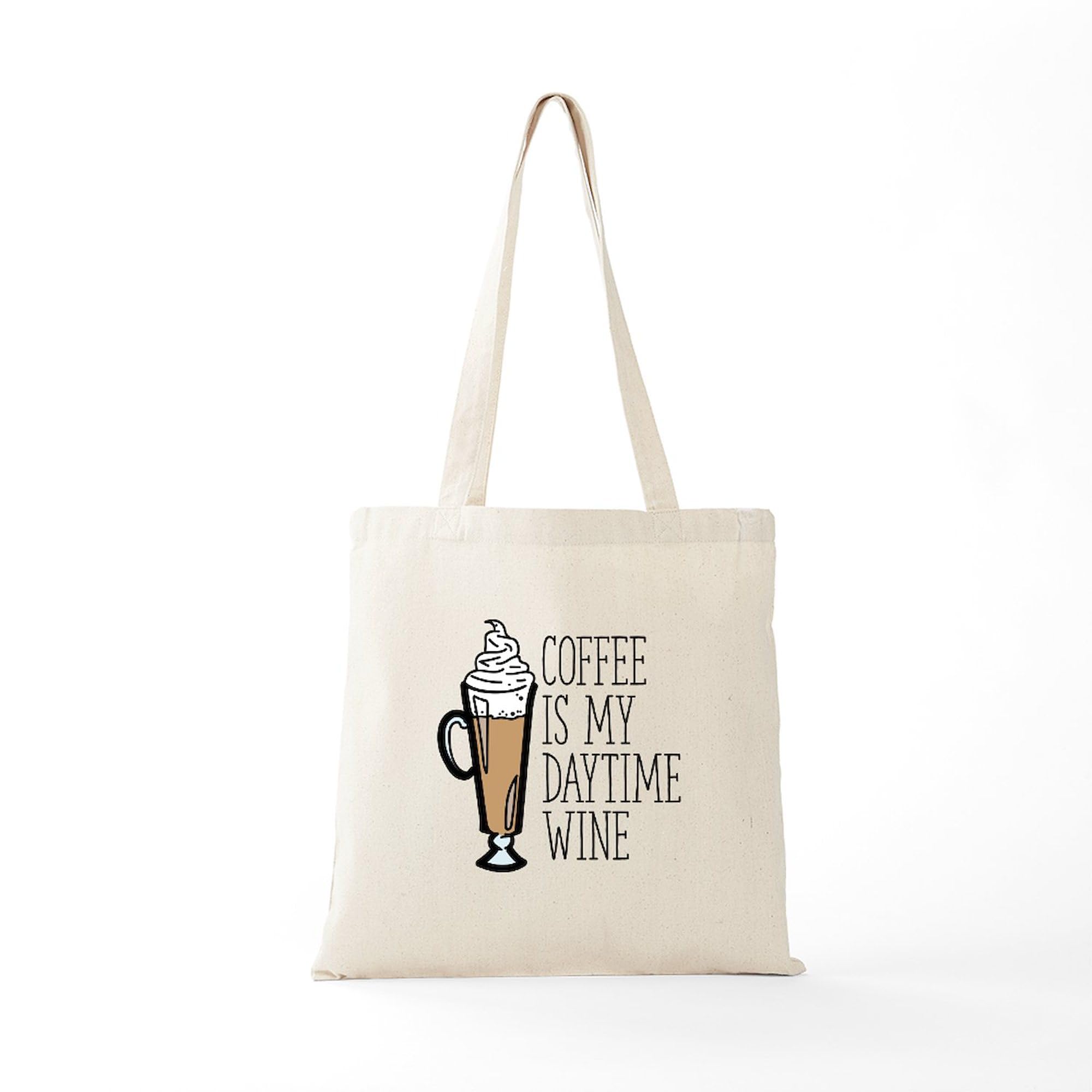 CafePress Coffee Daytime Wine Tote Bag - Natural Canvas Reusable Shopping Bag for Groceries, Beach & Picnic
