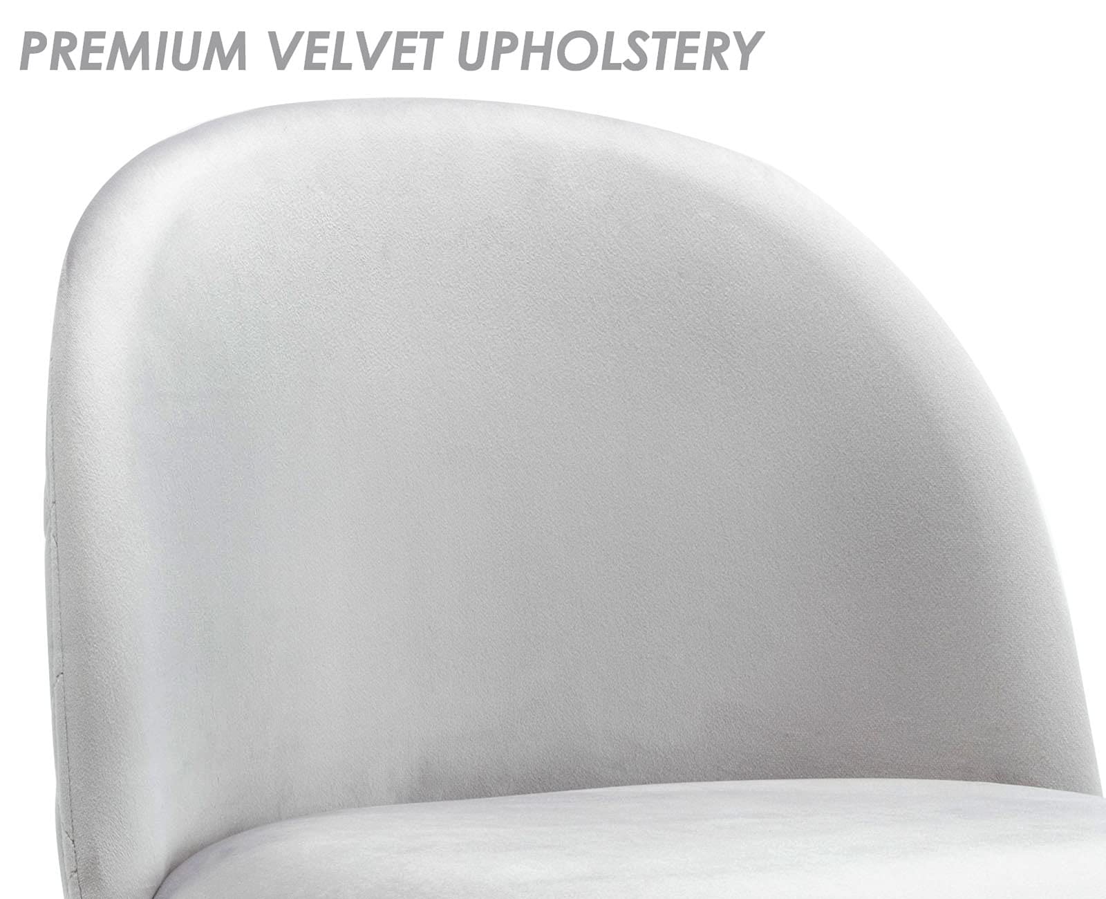 Wahson Set of 2 Velvet Dining Room Chairs - Grey Velvet Upholstered Hostess Chairs with Golden Chrome Legs for Kitchen, Dining Room & Home Decor