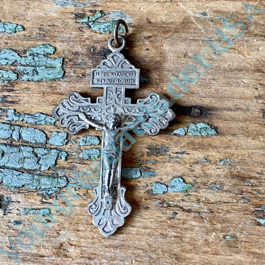 Vintage Cast Aluminum Crucifix Pendant Necklace - Religious Cross Jewelry for Men & Women - Perfect for Church, Daily Wear & Gift Giving
