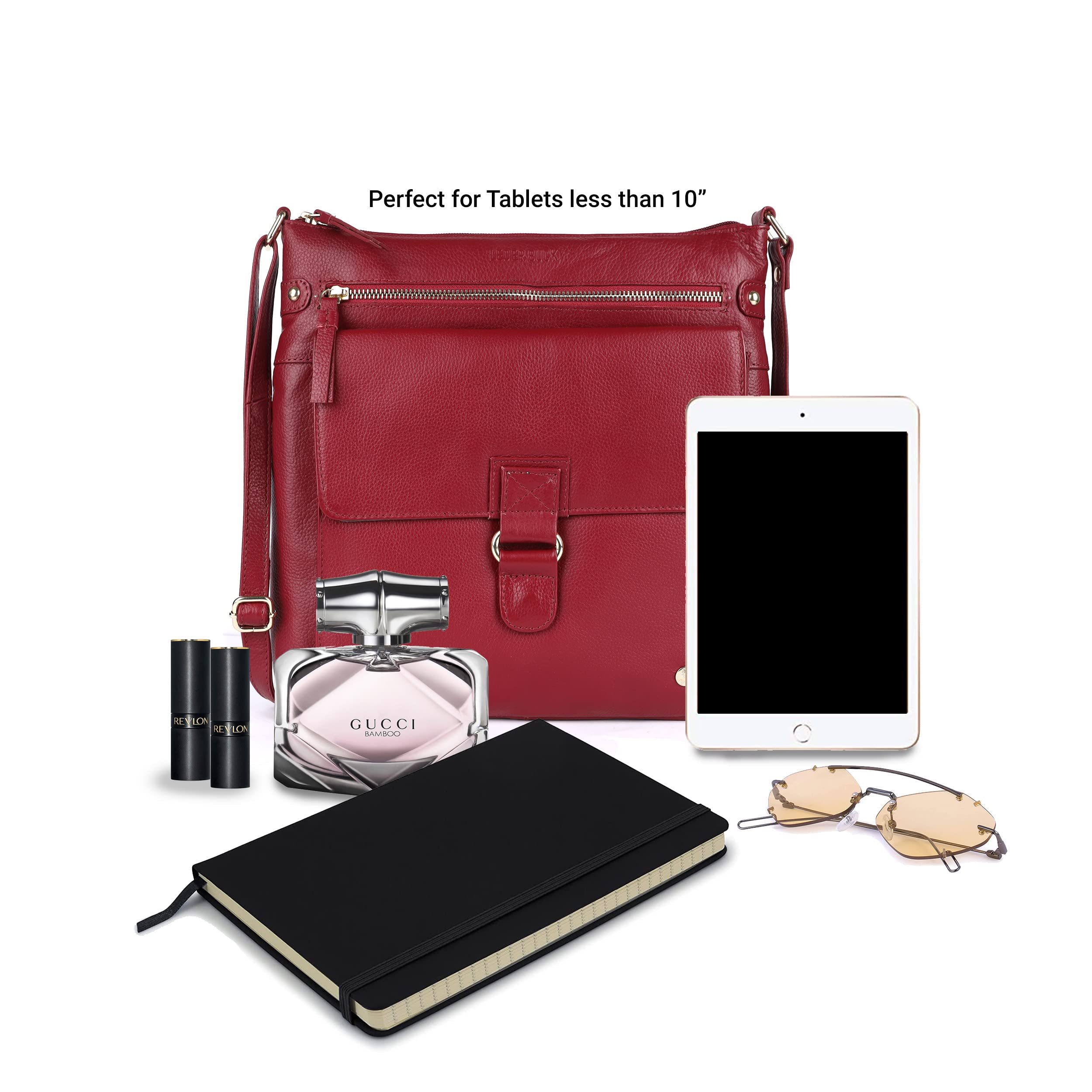 Shirley Large Soft Genuine Leather Women's Crossbody Handbag with Triple Zip - Stylish Sling Shoulder Purse for Work, Travel & Everyday Use