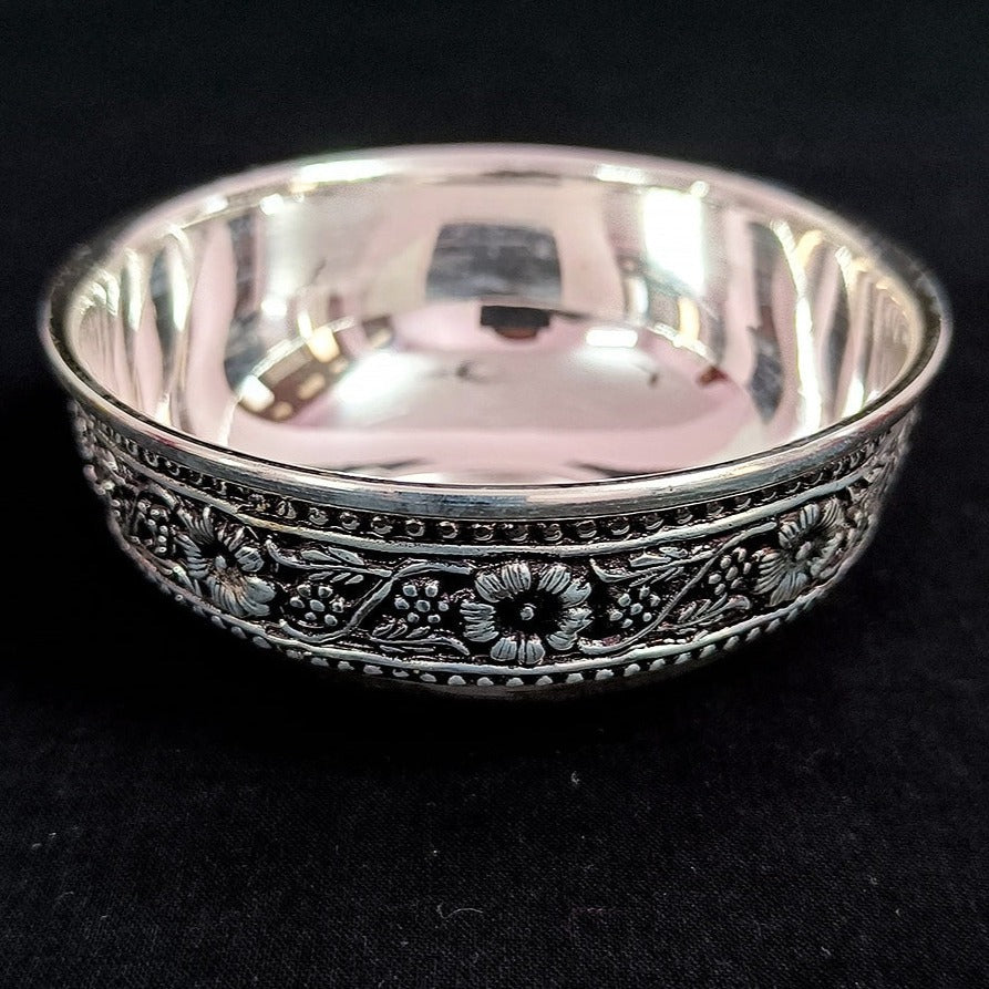 925 Sterling Silver Designer Bowl - Elegant Handcrafted Home Decor for Dining Table, Centerpiece, Gift (Design 41) | Perfect for Wedding, Anniversary & Housewarming Presents
