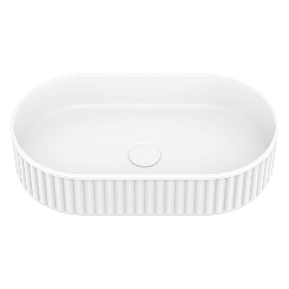 Fienza CSB804 Minka Pill Solid Surface Above Counter Bathroom Sink, Matte White - Modern Vanity Basin for Contemporary Bathrooms & Powder Rooms
