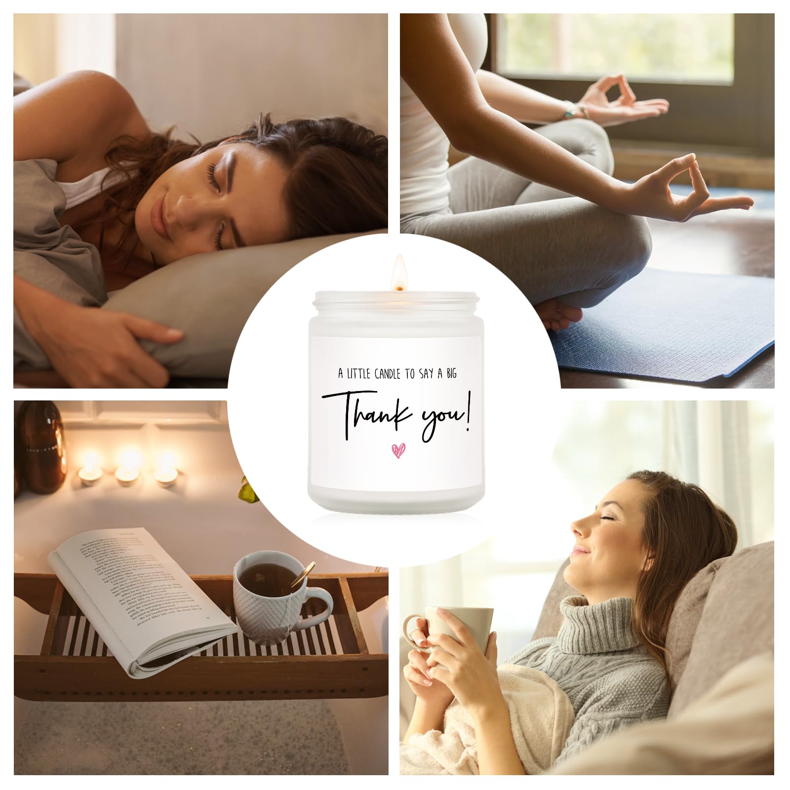 Lavender Scented Soy Wax Candle - 7oz Thank You Gift for Women & Men, Perfect for Hostess, Nurse, Teacher Appreciation | Relaxing Aromatherapy for Home, Office & Spa