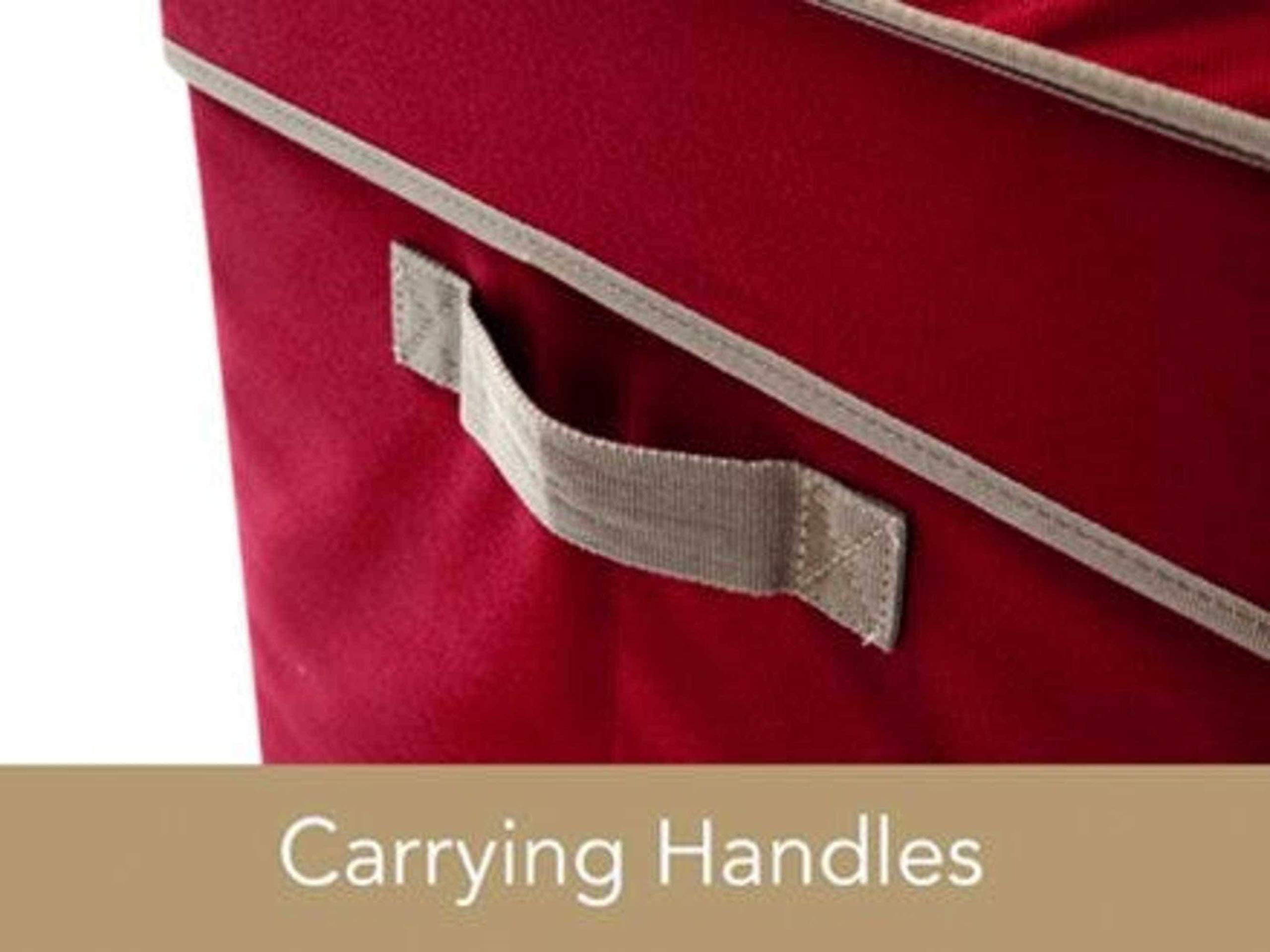 Covermates Keepsakes Adjustable Christmas Ornament Storage Box with Carrying Handles & Padded Protection - Holiday Decor Organizer for Xmas Tree Decorations (Red) - Perfect for Seasonal Storage & Home Organization