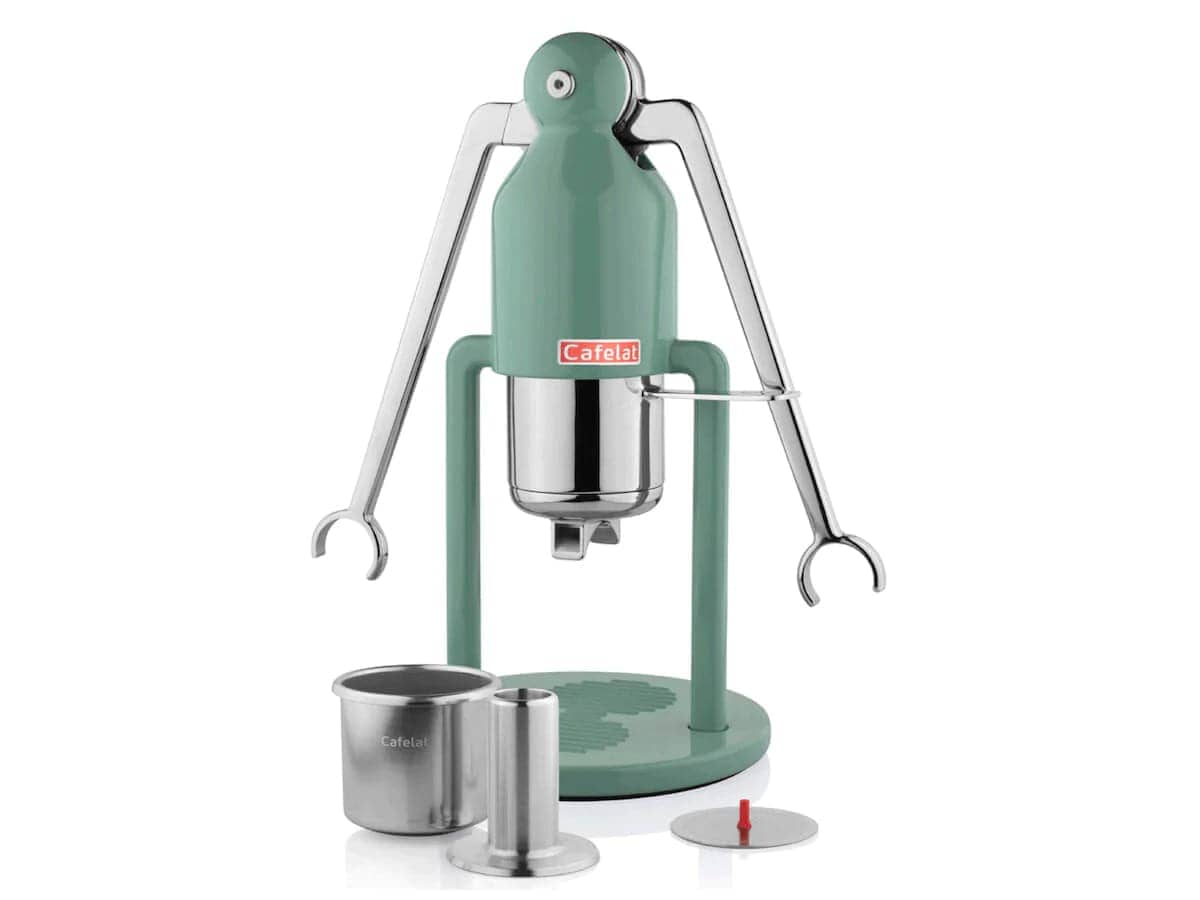 Cafelat Robot Retro Green Espresso Maker - Manual Lever Coffee Machine for Home Baristas | Perfect for Espresso Lovers & Specialty Coffee Enthusiasts | Ideal for Small Kitchens, Offices & Coffee Shops