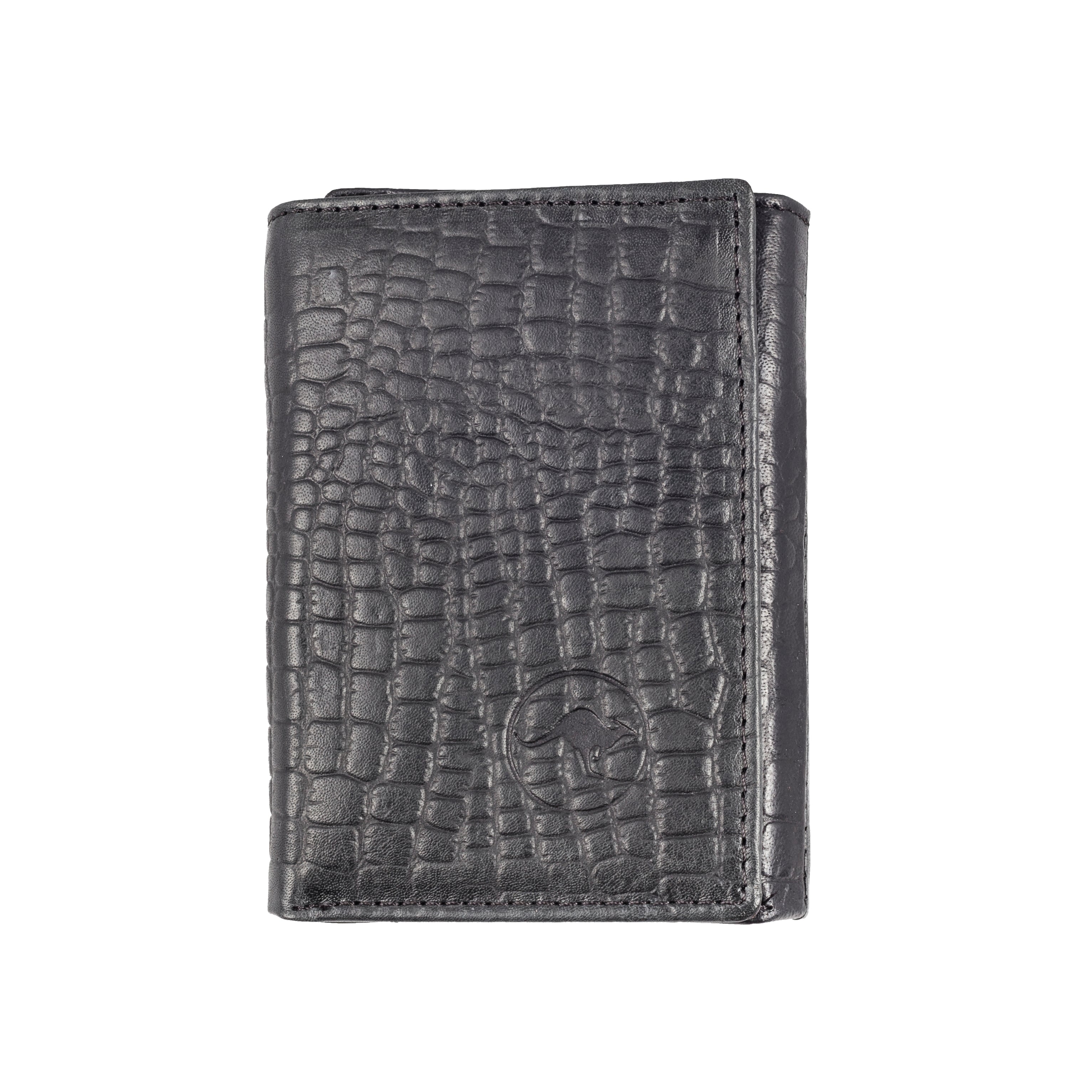 Authentic Kangaroo Leather Wallet with Crocodile Print - Double Fold Design for Men | Durable & Stylish for Everyday Use, Travel, and Business