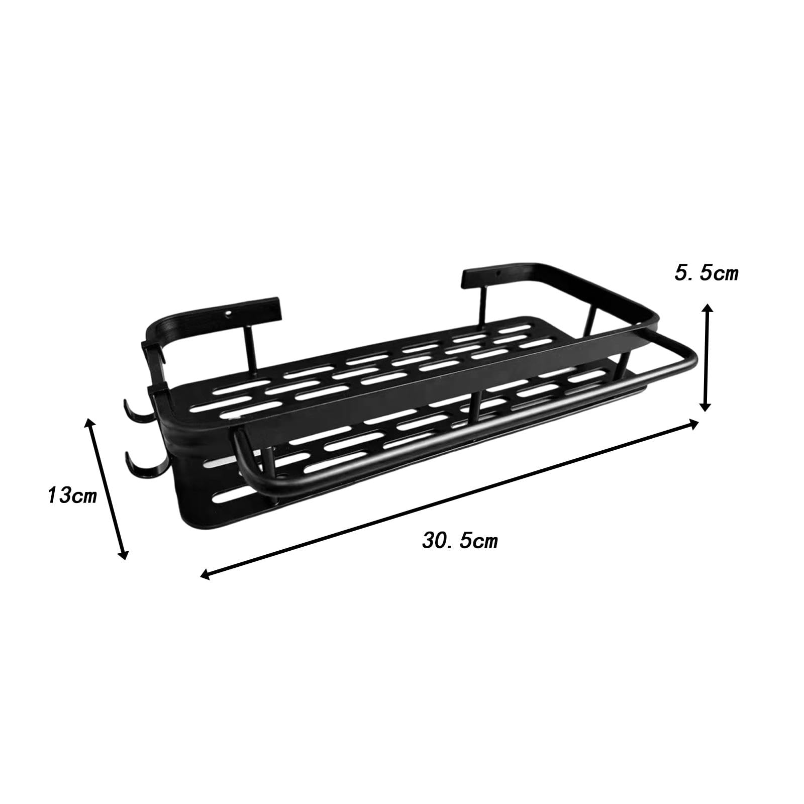 CALANDIS® Black Kitchen Sink Organizer with 2 Hook Shelves - Space Saving Sink Counter Organizer for Sponges, Soap & Utensils - Easy Installation Included - Perfect for Small Kitchens & Apartments