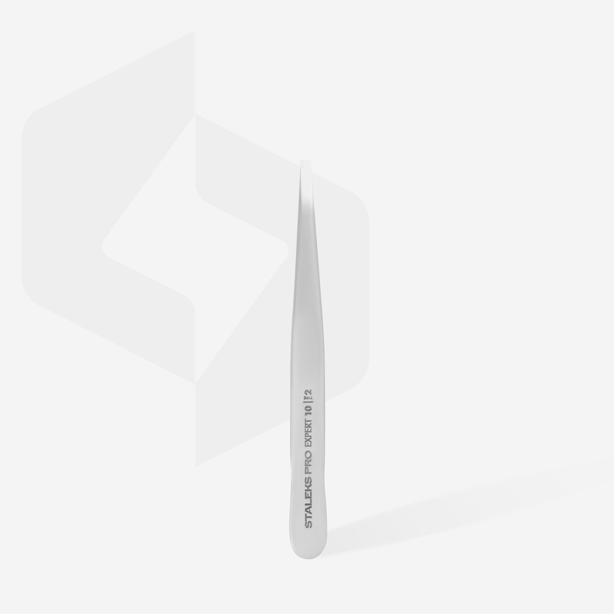 Staleks Expert 10 Type 2 Straight Eyebrow Tweezers - Precision Grooming for Perfect Eyebrows at Home or Salon