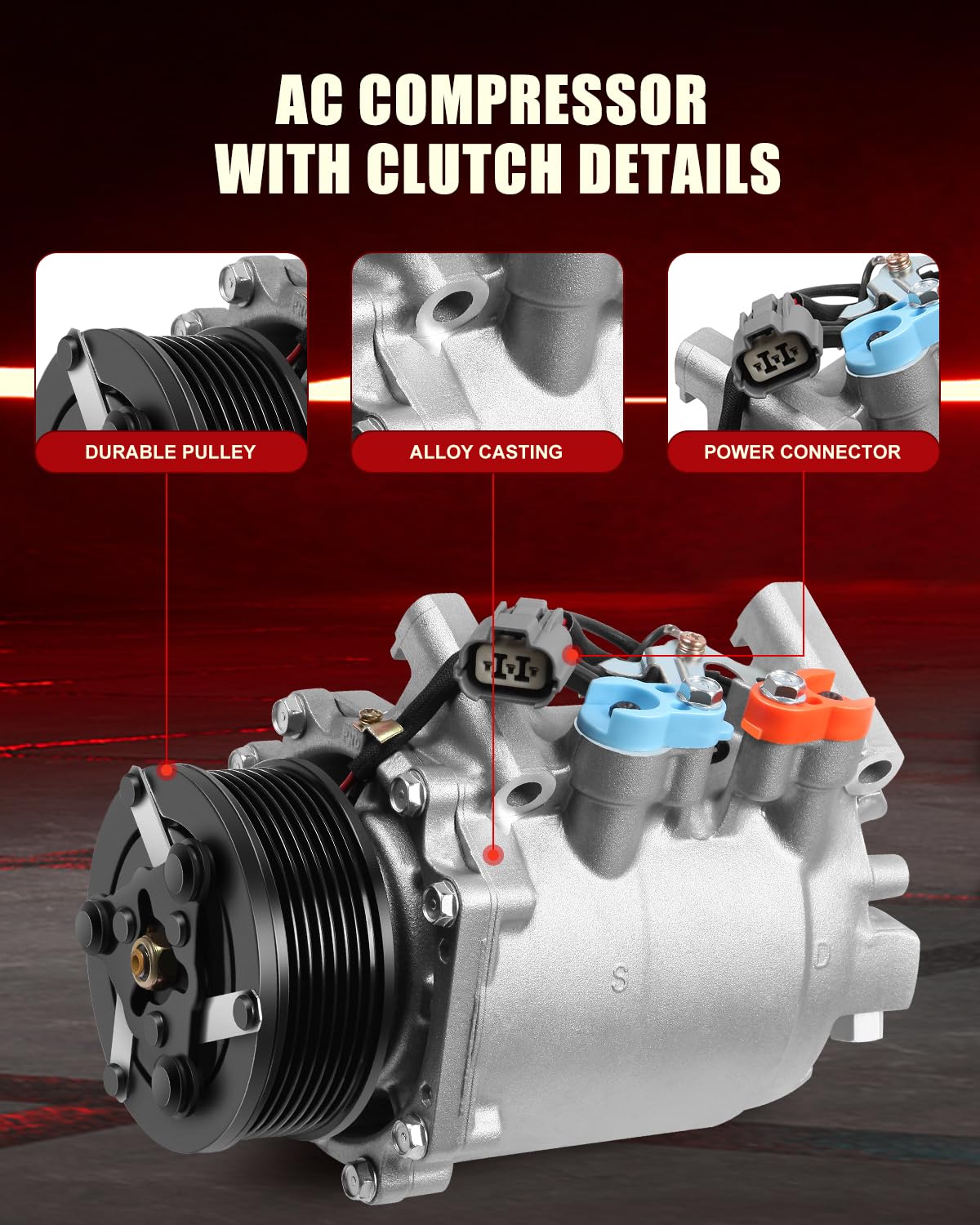 New A/C Compressor with Clutch for 2004-2008 Acura TSX - GDSMOTU 10849T | Direct Fit Replacement | Perfect for Summer Cooling & Auto AC Repair