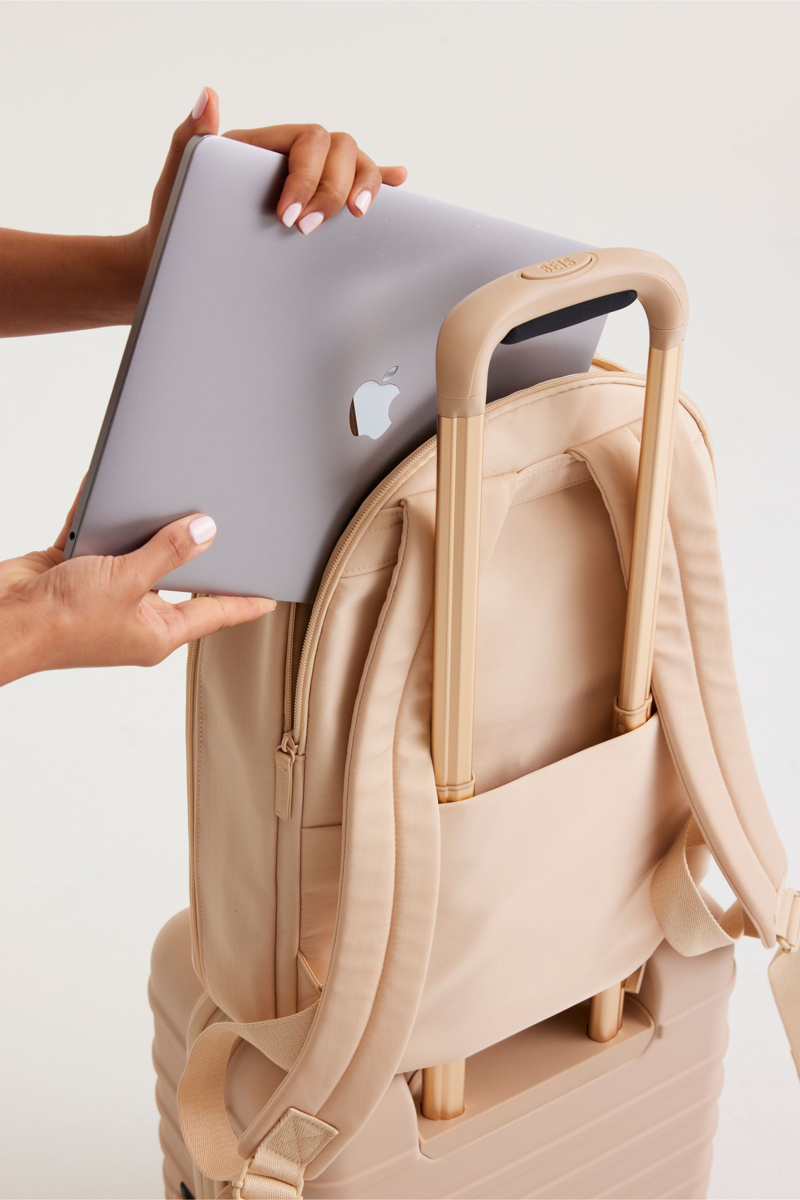 Premium Commuter Backpack for Men & Women - Waterproof Laptop Backpack with USB Charging Port, 17.3 Inch Laptop Compartment - Perfect for Work, Travel & College (Beige)