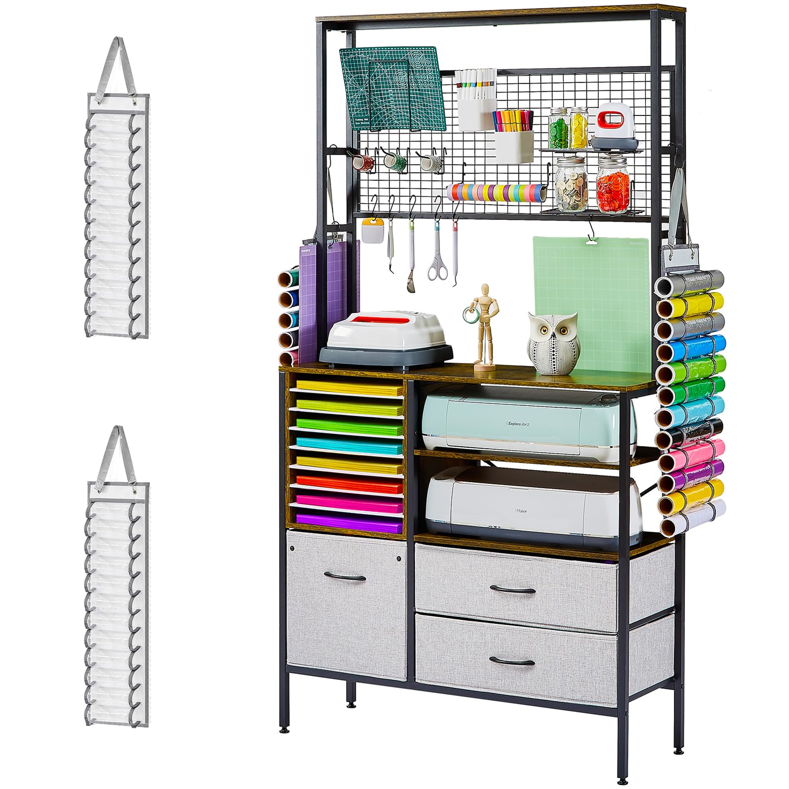 LOPASA Craft Storage Cabinet for Cricut Accessories - 12 Drawer Craft Organizer Desk with Storage for Adults - Vinyl Organization Solutions Table - Art Room Furniture for Scrapbooking & DIY Projects - Perfect for Craft Rooms, Home Offices & Creative Workspaces
