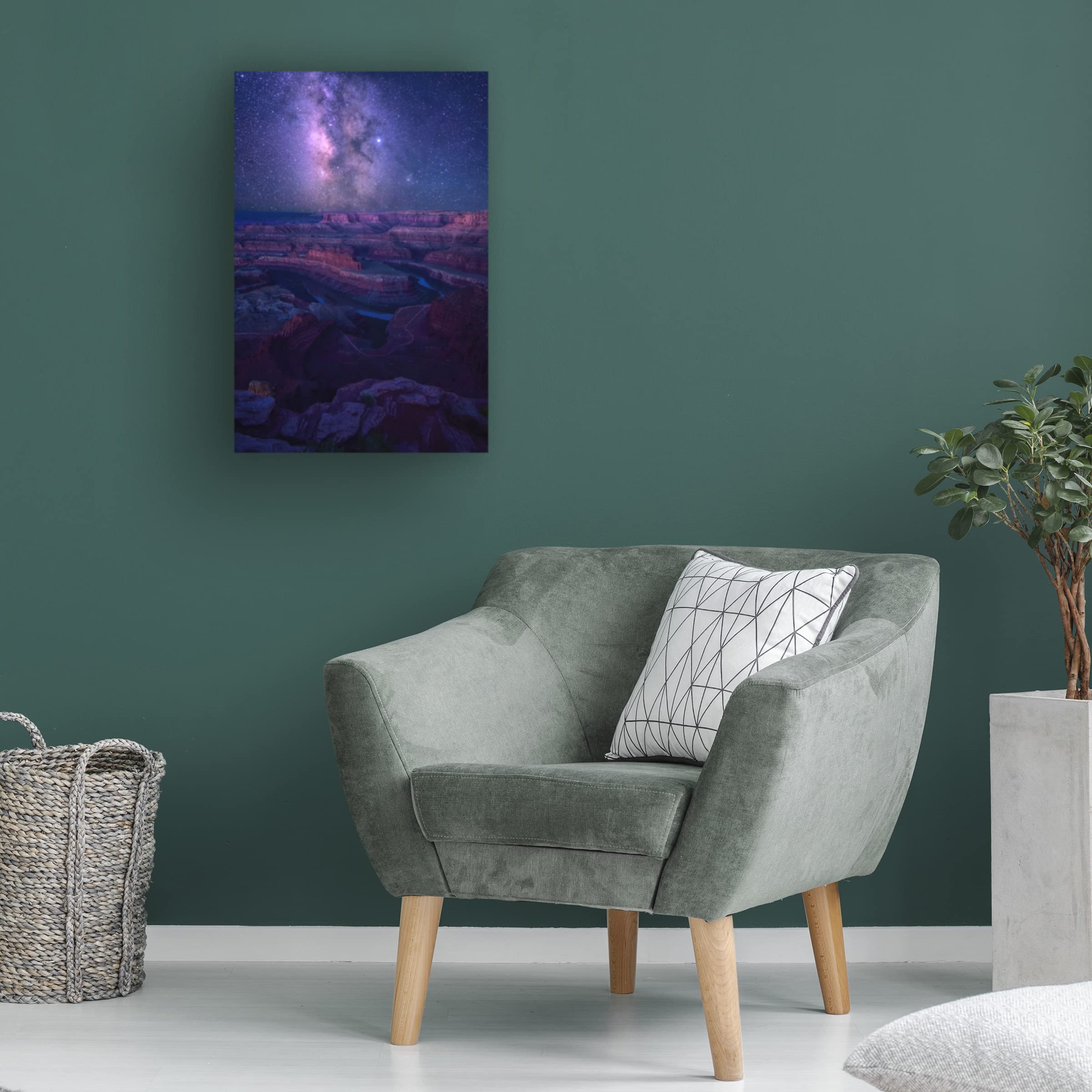 Milky Way Over Dead Horse Point Canvas Wall Art Print by Mei Xu - Stunning Night Sky Landscape Painting for Living Room, Bedroom & Office Decor