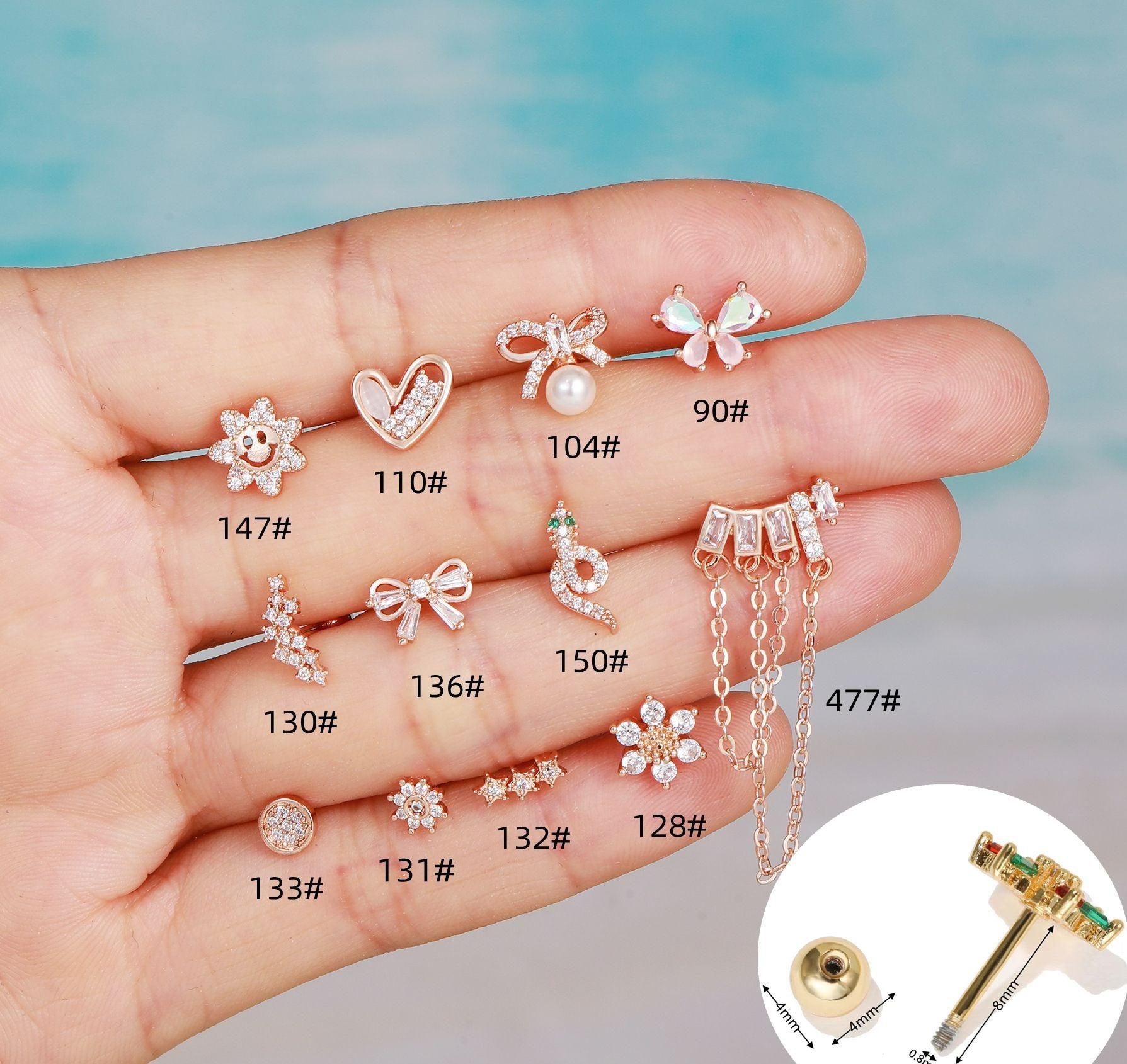 20G Cartilage Flower Studs, Conch Studs, Bow Studs & Sleeper Earrings - Premium Hypoallergenic Ear Jewelry for Women | Perfect for Daily Wear, Parties & Gifts (EGD0147)