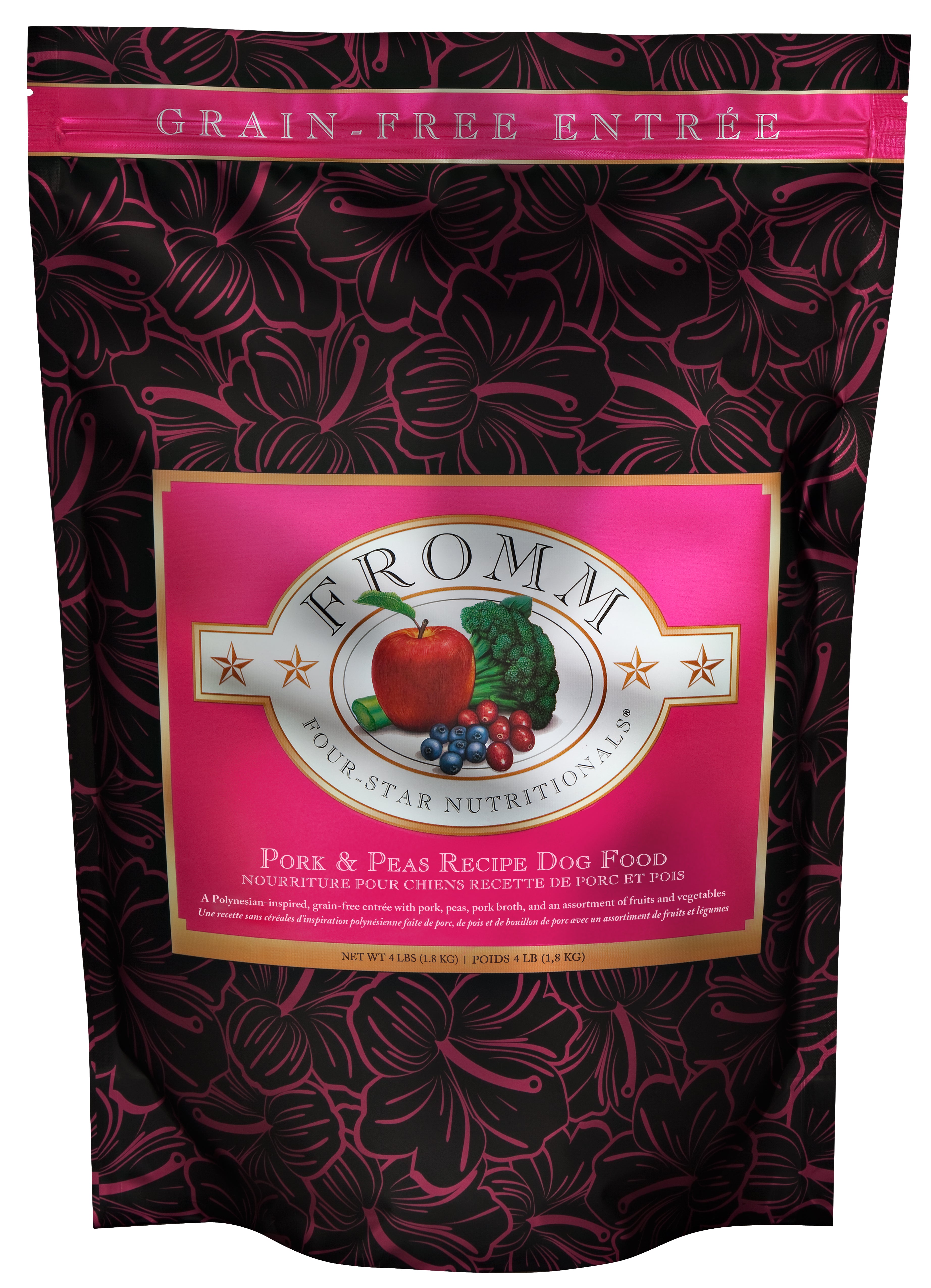 Fromm Four Star Grain Free Dry Dog Food - Pork & Peas Recipe - High Protein, Natural Ingredients for Adult Dogs - Perfect for Sensitive Stomachs & Allergies