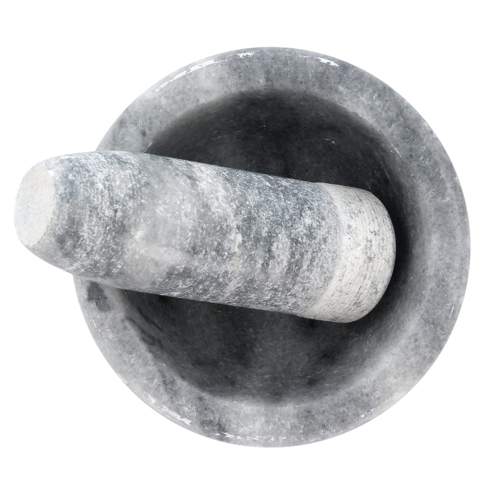 Premium Natural Marble Mortar and Pestle Set - Polished Stone Spice & Herb Grinder for Pesto, Guacamole, Coffee Beans - Kitchen Tool for Grinding, Crushing Pills & Pastes (12.5cm, Grey) - Perfect for Home Cooking, Apothecary Use & Gourmet Food Preparation