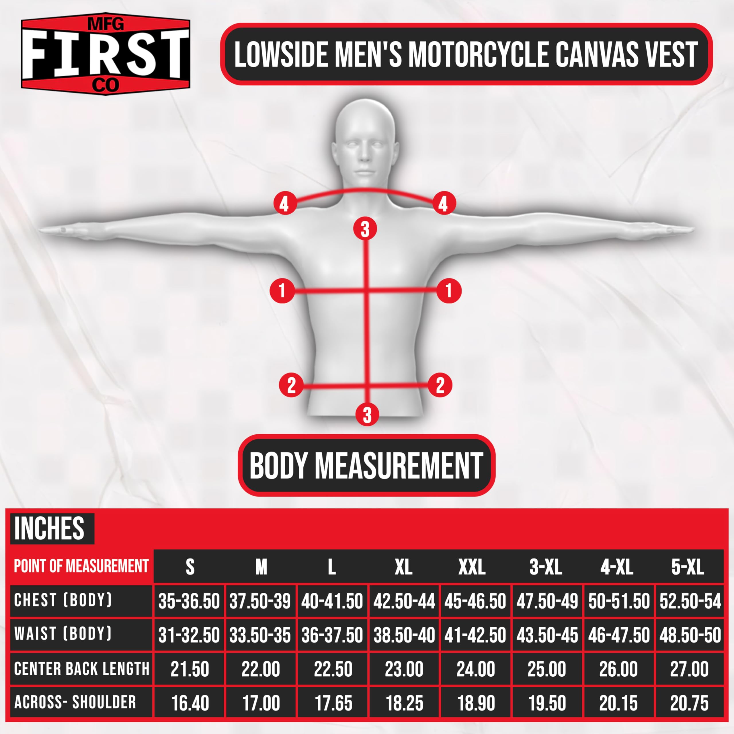 First Mfg Co - Lowside Men's Motorcycle Vest - Biker Riding Jacket in Canvas, Leather & Twill with Perforated Leather Panels | Cruising, Touring & Urban Riding Gear