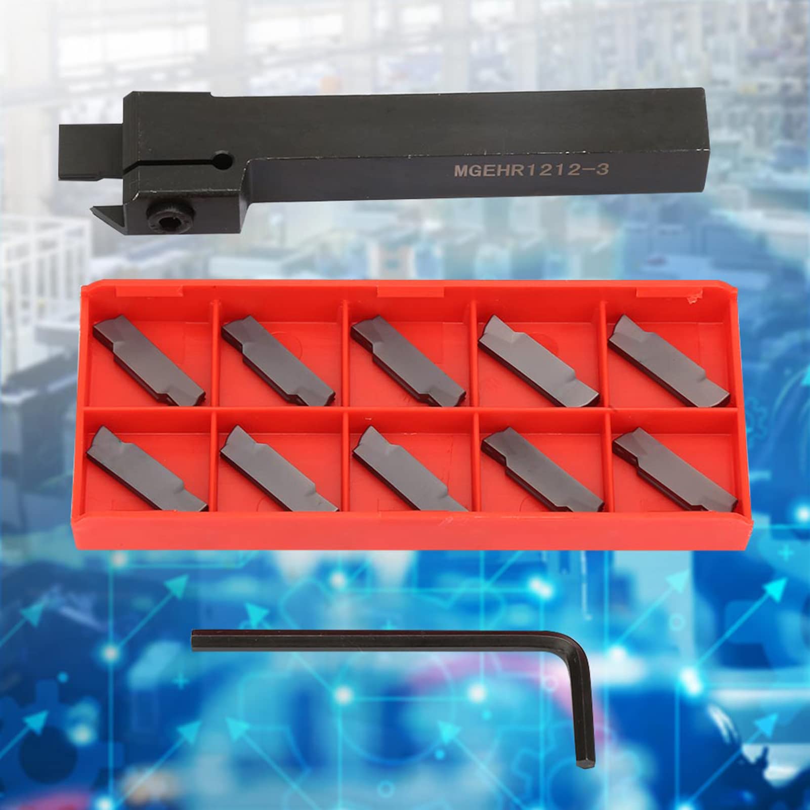 MGEHR1212 Lathe Grooving & Parting Tool Holder with 10pcs MGMN300 Turning Inserts - High Precision Metal Lathe Cutting Tool for CNC Machining, Metalworking, and Industrial Manufacturing