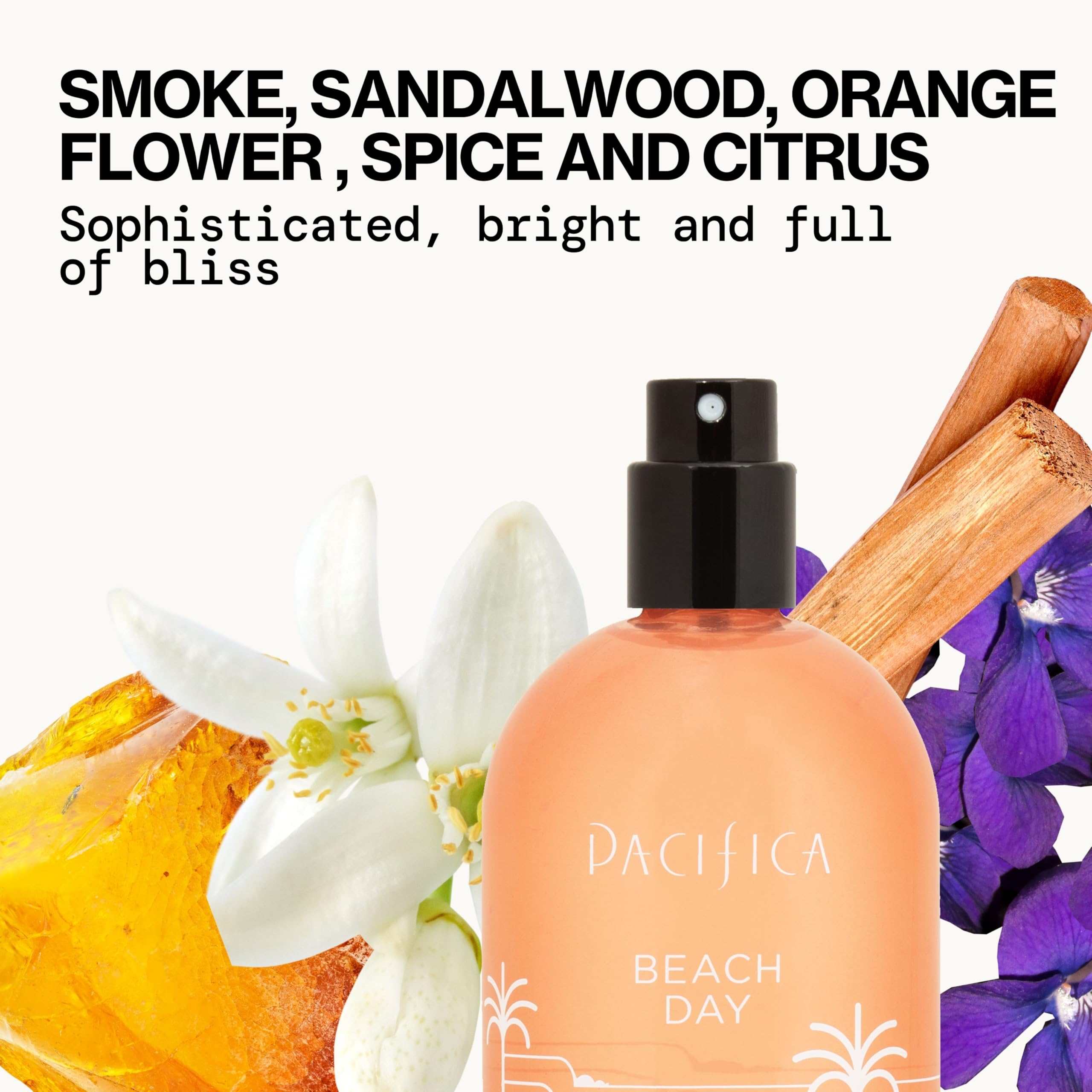 **Pacifica Beach Day Spray Perfume - Bliss Scent with Bergamot, Orange Flower, Sandalwood & Amber | Vegan, Cruelty-Free Eau de Toilette for Women | Perfect for Summer, Travel & Everyday Wear**