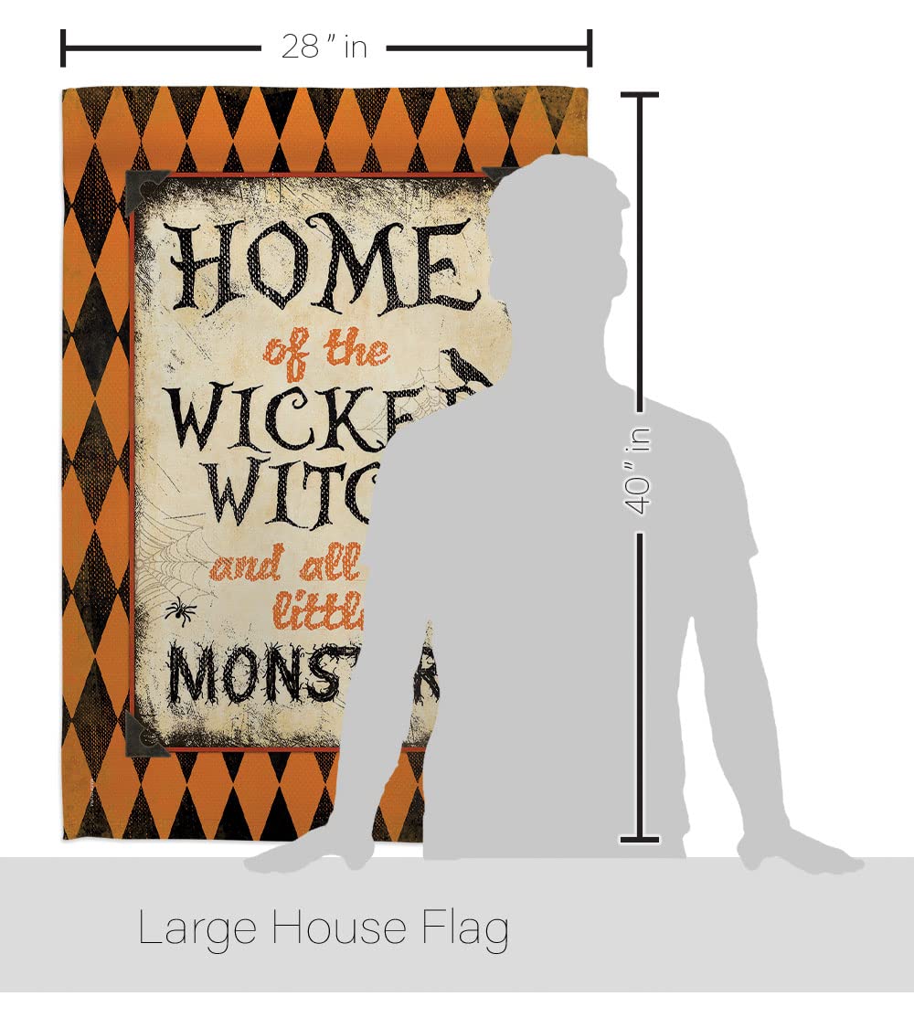 Breeze Decor H112059 Wicked Home Decorative Vertical House Flag 28x40 Inches - Large Outdoor Garden, Porch & Wall Decor for Halloween, Fall Season