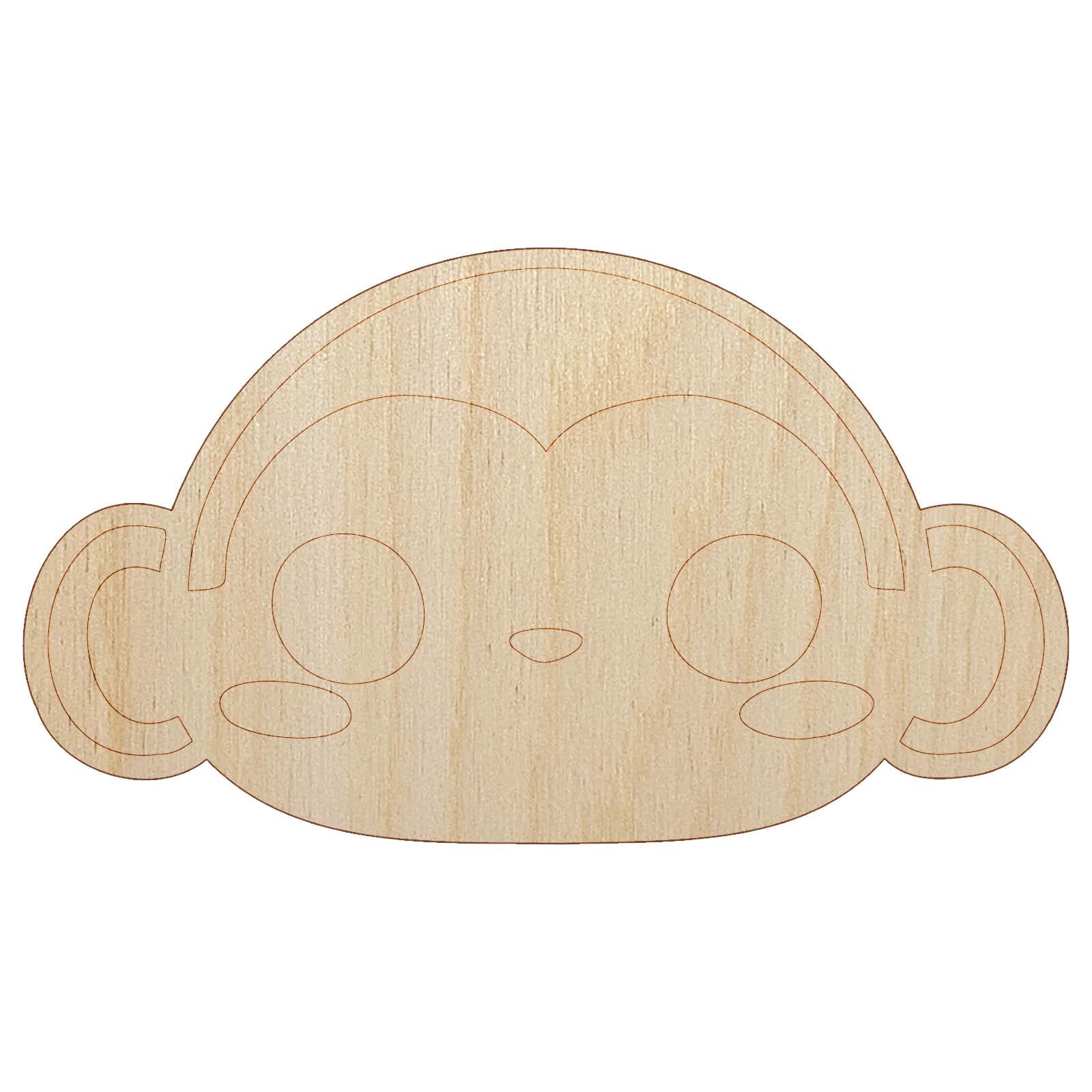 DIY Kawaii Chibi Monkey Face Wood Cutout - 1/4 Inch Thick, 4.7 Inch Unfinished Wood Shape for Craft Projects - Perfect for Scrapbooking, Home Decor & Kids' Art Activities
