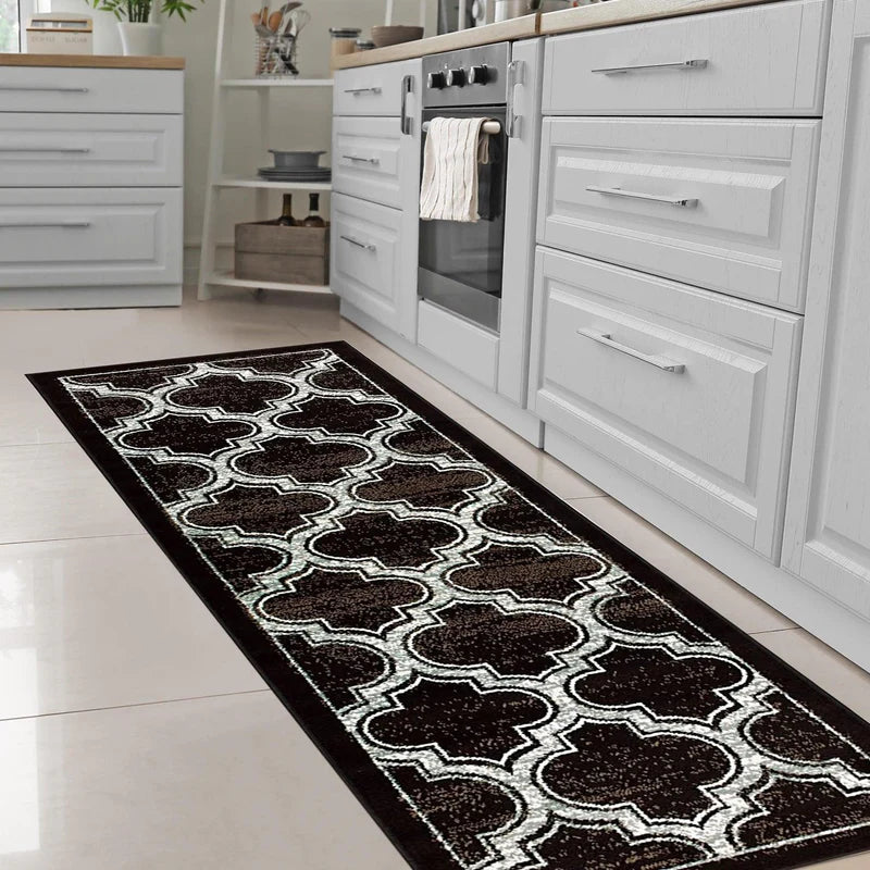 Bohemian Geometric Trellis Lattice Indoor Area Rug - Non-Slip Soft Living Room Carpet for Bedroom, Dorm, Nursery & Home Decor