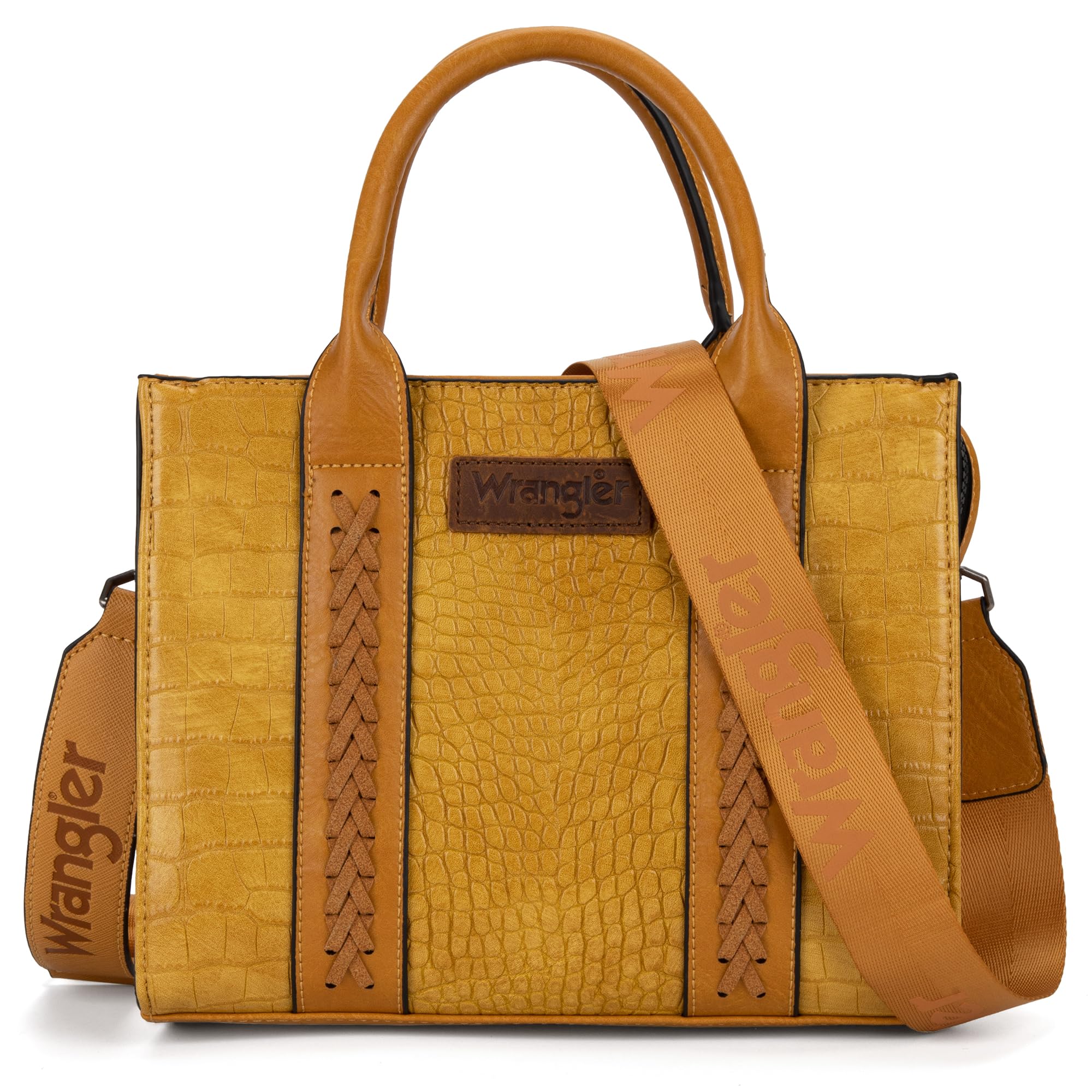 Wrangler Women's Leather Tote Bag - Stylish Shoulder Bag with Adjustable Strap, Satchel Handbag for Work, Travel & Everyday Use