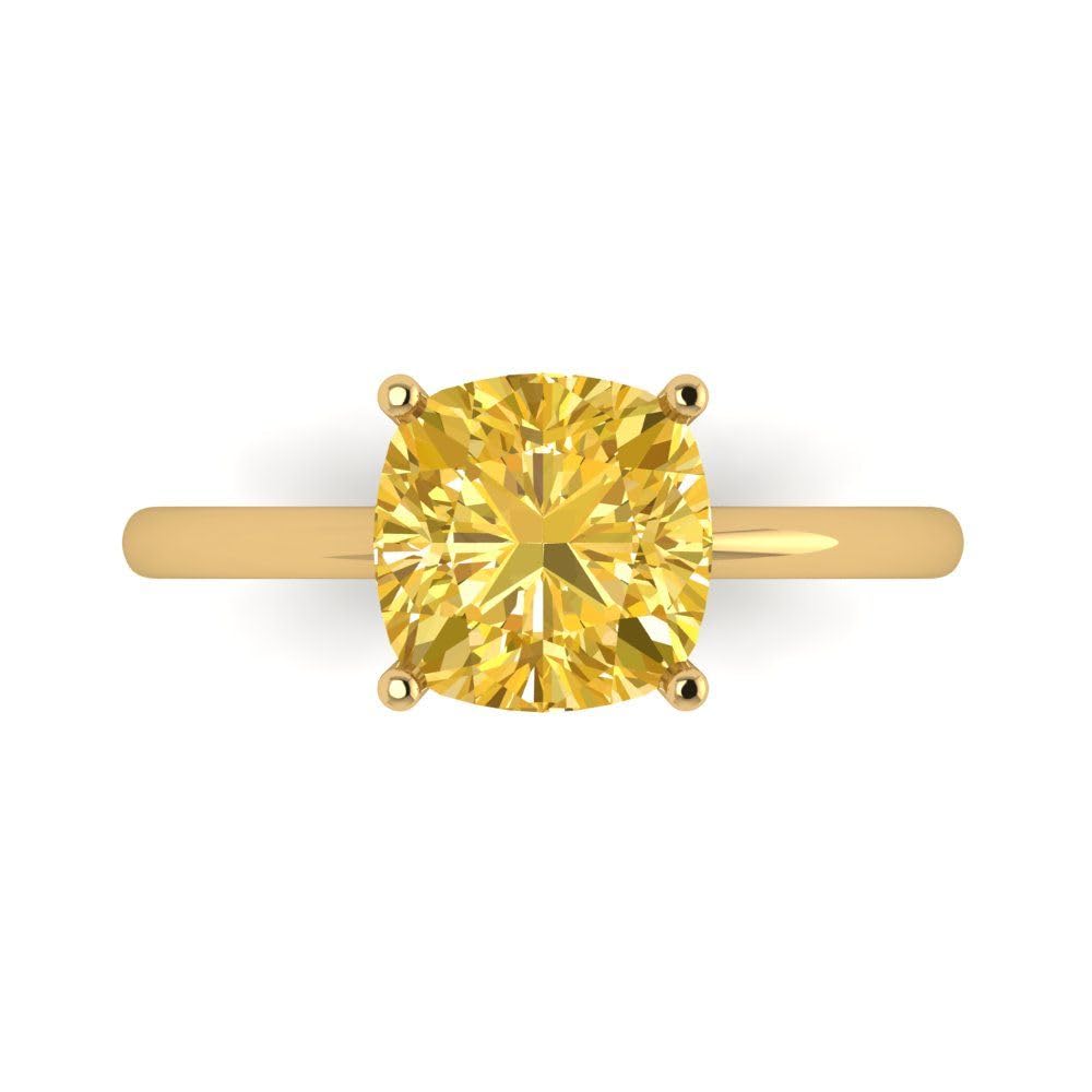 2.5ct Canary Yellow Cushion Cut Simulated Diamond Ring - 14k Gold for Engagement & Anniversary