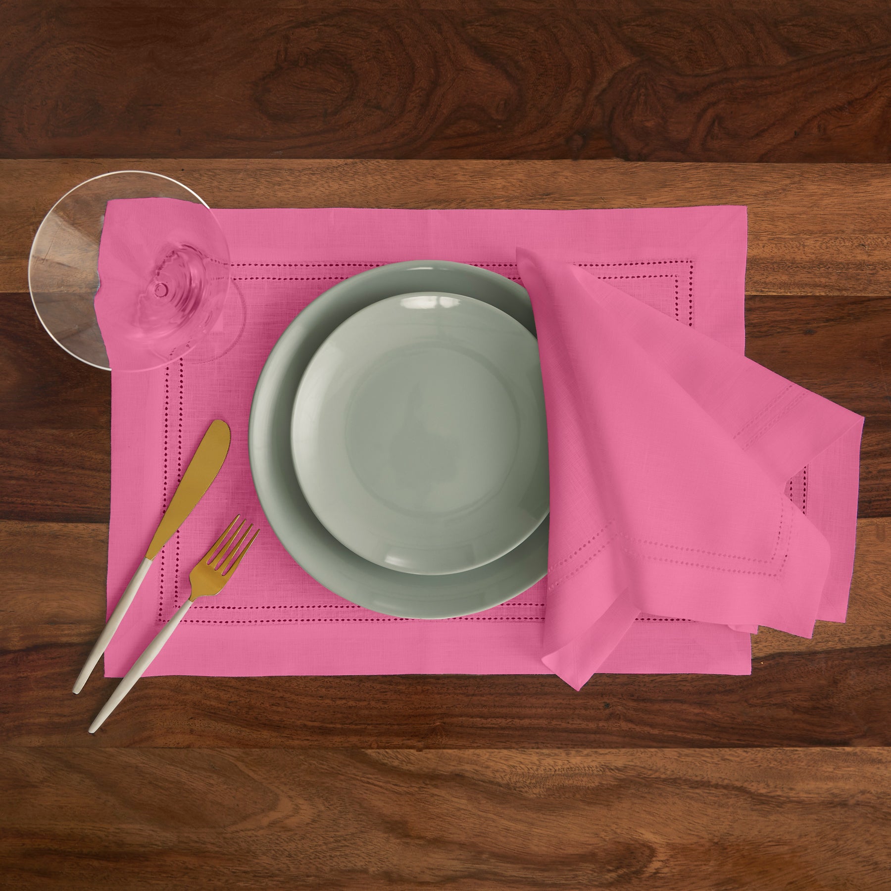 Premium Linen Double Hemstitch Placemats Set of 4 - Elegant Table Decor for Dining, Parties & Home Styling - Washable & Durable Place Settings for Everyday Use
