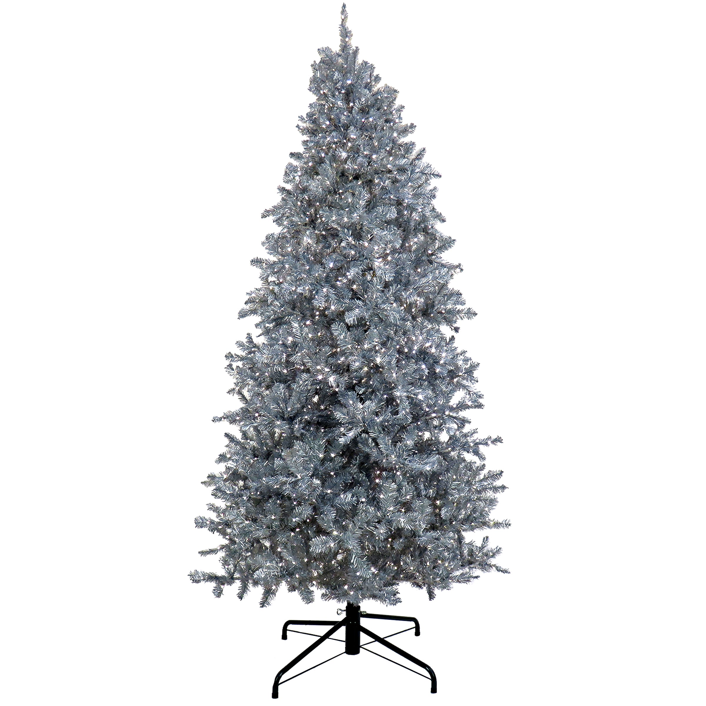 10 ft Pre-Lit Christmas Tree with Matt Silver Needles - Perfect for Living Room, Office, and Holiday Decorations
