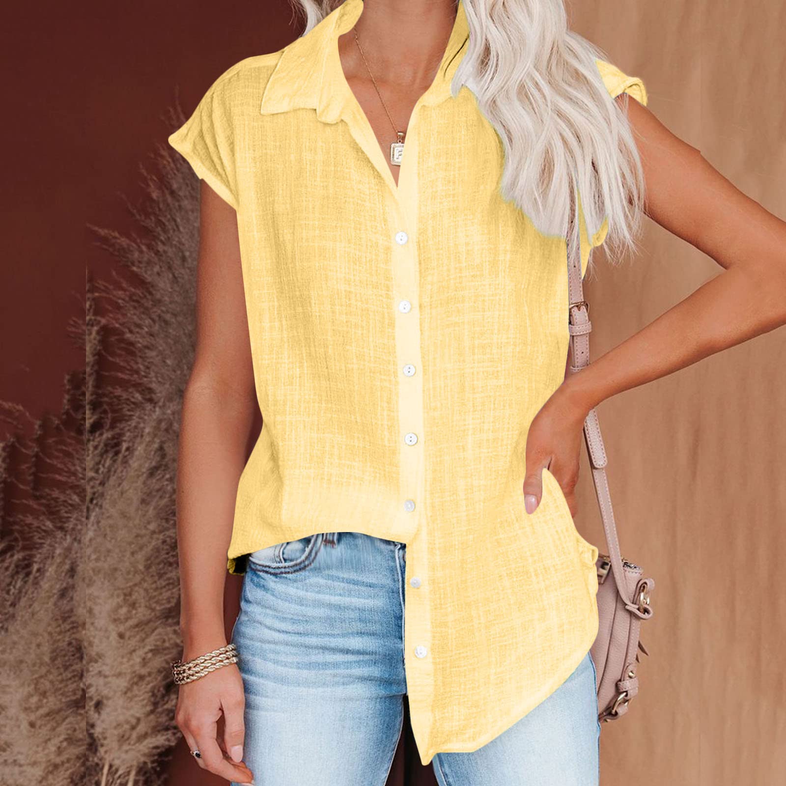 Trendy Women's Summer Tops 2024 - Breathable Cotton Linen Short Sleeve Blouses, Casual & Dressy Loose Fit T-Shirts for Work, Travel & Everyday Wear