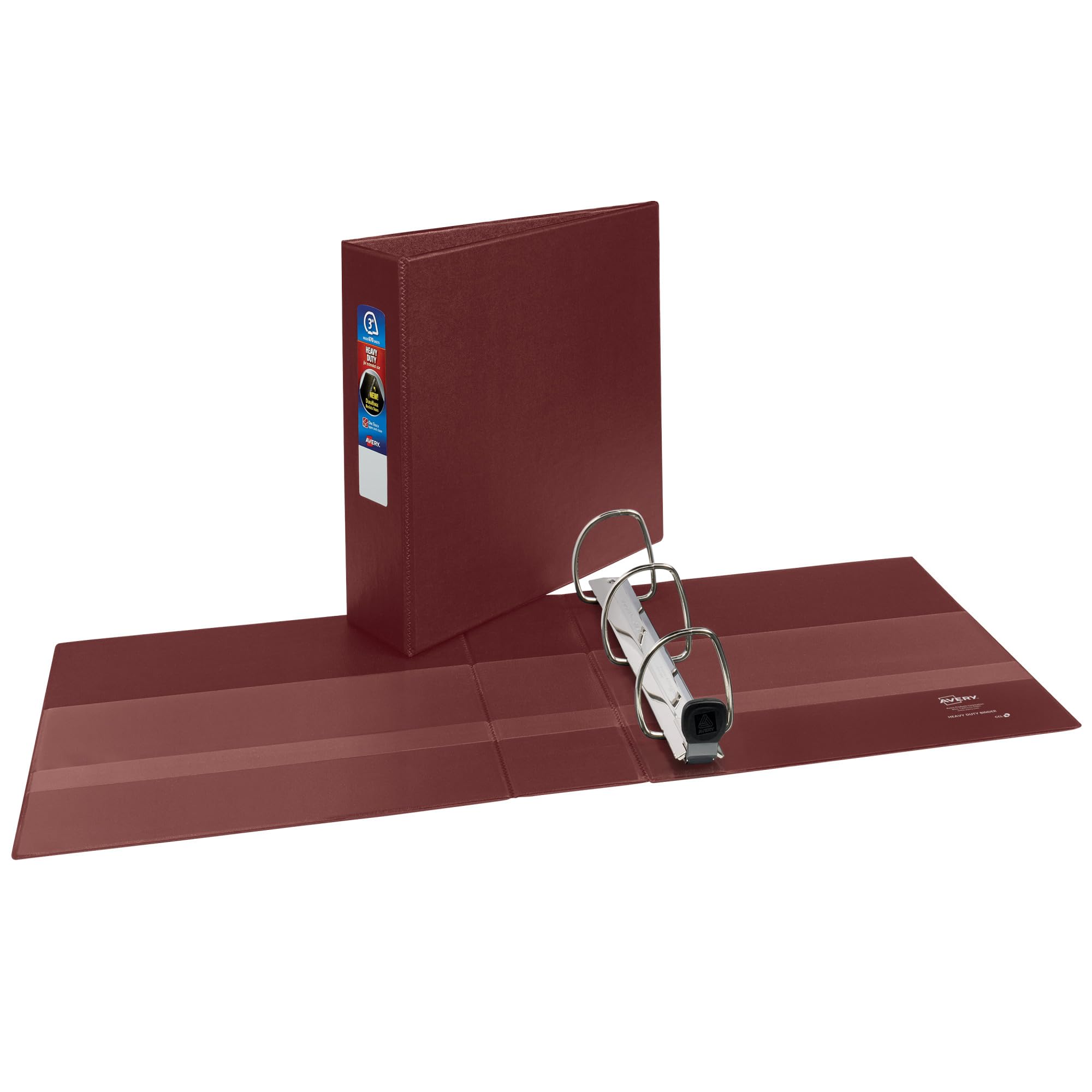 Avery Heavy-Duty 3 Inch 3-Ring Binder with One Touch EZD Rings - 3.5 Inch Spine, Maroon (79363) - Perfect for School, Office Documents & Business Presentations