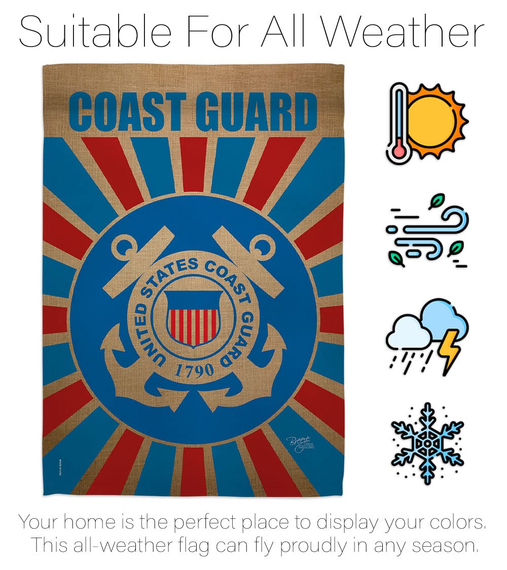 USCG Garden Flag Set with Stand - Double-Sided Military Yard Banner for Veterans
