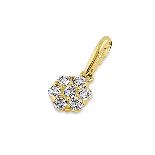 14K Yellow Gold Small Flower Cluster CZ Pendant Necklace for Women - Elegant Cubic Zirconia Floral Jewelry Gift for Birthday, Anniversary & Valentine's Day
