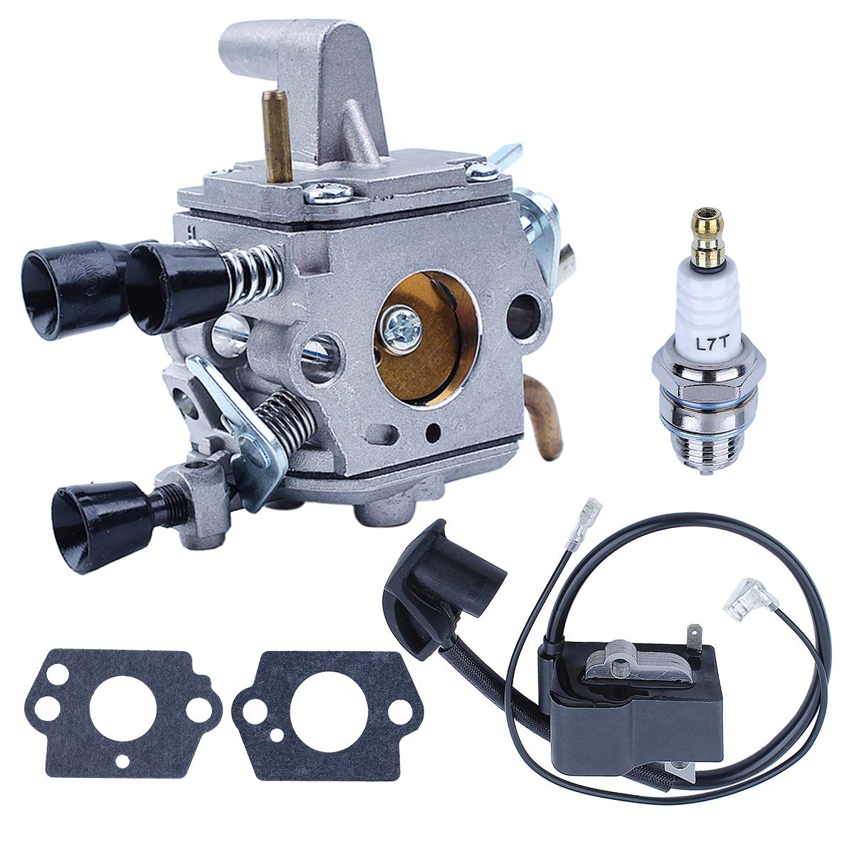 Adefol Carburetor Replacement for Stihl FS300 FS350 FS120 FS200 FS250 FS020 FS202 TS200 Trimmer & Weedeater - Compatible with Part Numbers 41341200603 & 41344001301 - Includes Ignition Coil & Spark Plug - Perfect for Lawn Maintenance, Landscaping & Professional Gardening