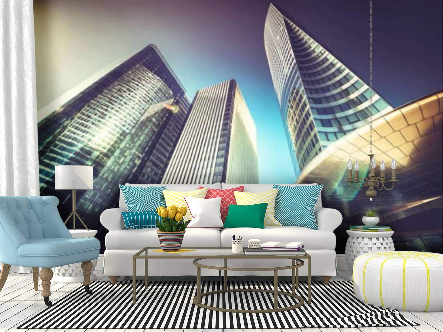 RECETHROWS Paris La Defense Skyscraper Peel and Stick Wallpaper - Self Adhesive Removable Vinyl Wall Mural for Home Decor, Large Wall Sticker, Shelf Paper | Perfect for Living Room, Bedroom, Office & Dorm Room