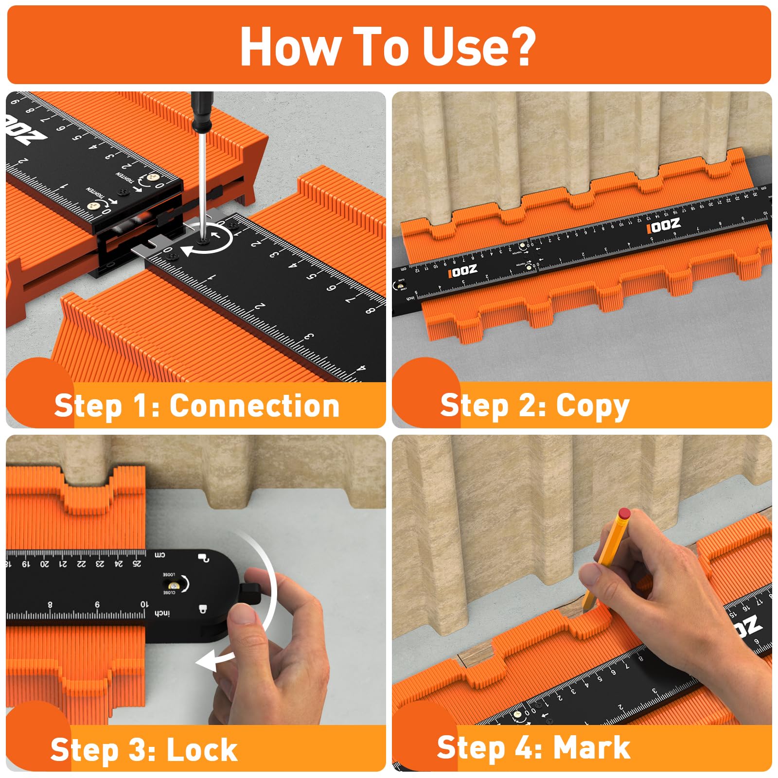 **Contour Gauge Tool for Woodworking - Connectable Shape & Outline Measuring Device - Perfect Gifts for Men, Dad, Grandpa - Ideal for DIY Projects, Carpentry & Home Improvement**