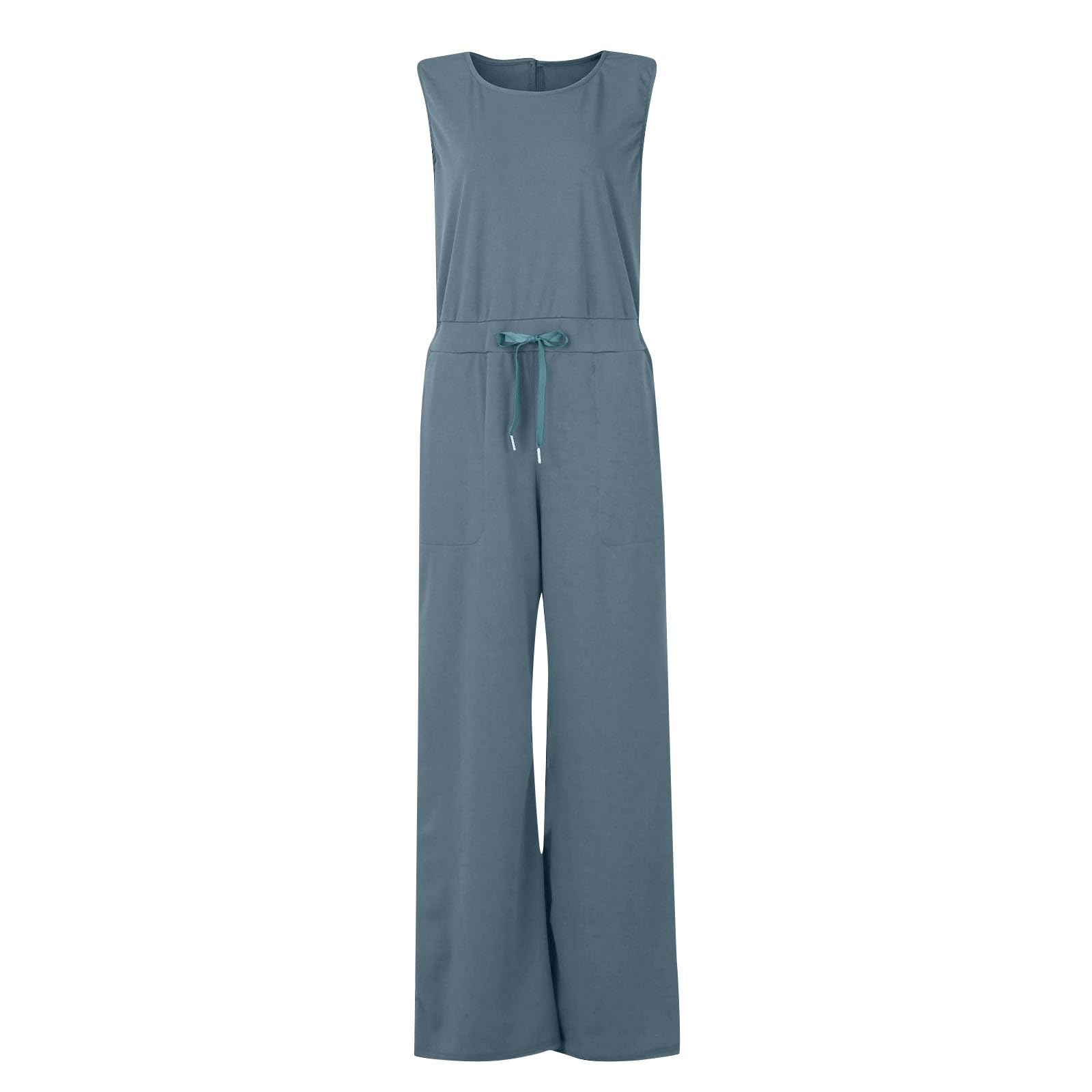 Trendy Y2K Women's Summer Outfits 2024 - Sleeveless T-Shirt Romper Jumpsuits, Casual Overalls, Tank Tops & Yoga Pants | Perfect for Travel, Casual Wear & Street Style (Ad-Blue, Medium)