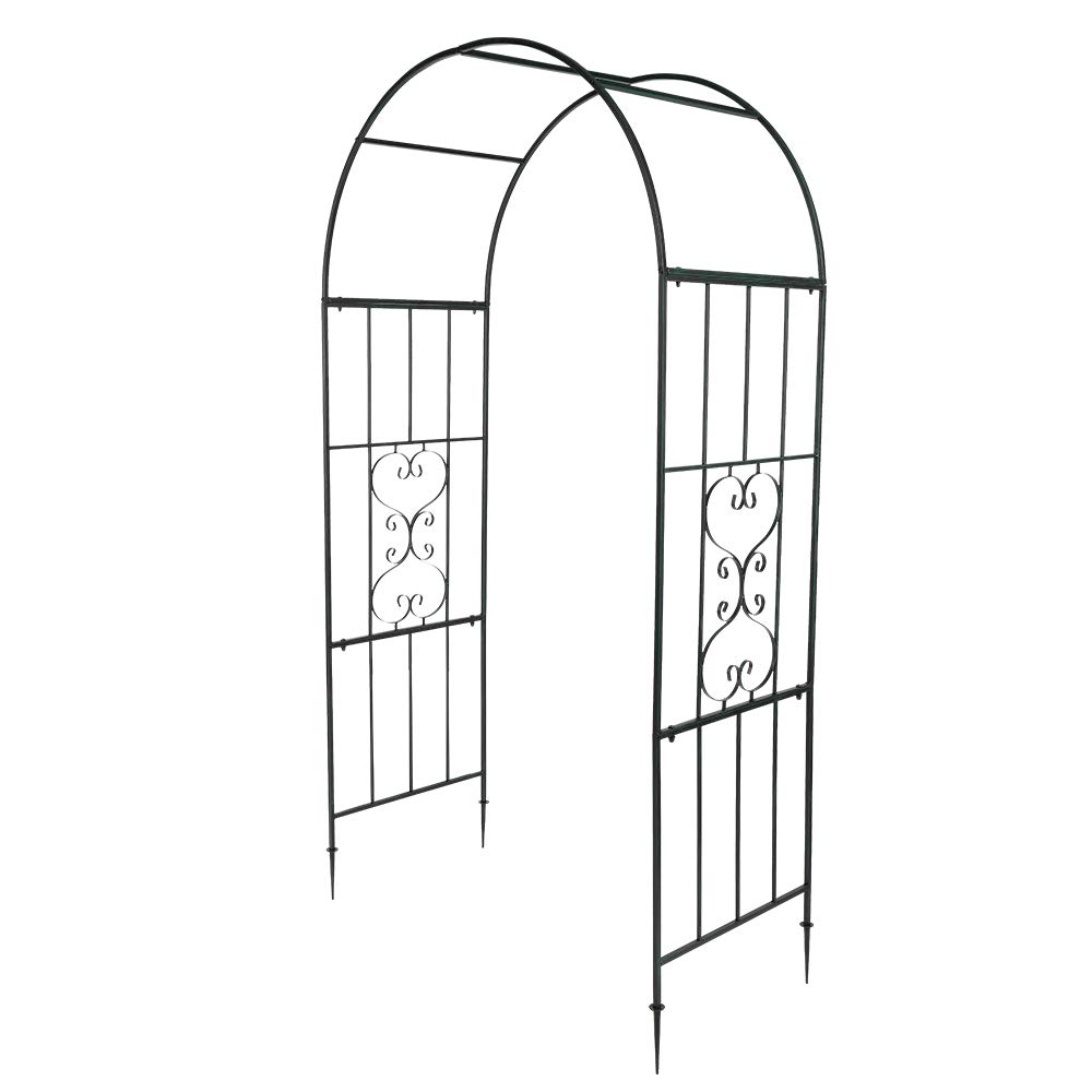 Elegant Wrought Iron Garden Arch with Arc Roof - Perfect for Patio, Wedding Ceremony, Bridal Party & Climbing Plants Decor - Amebee Metal Arbor Trellis for Outdoor & Indoor Use