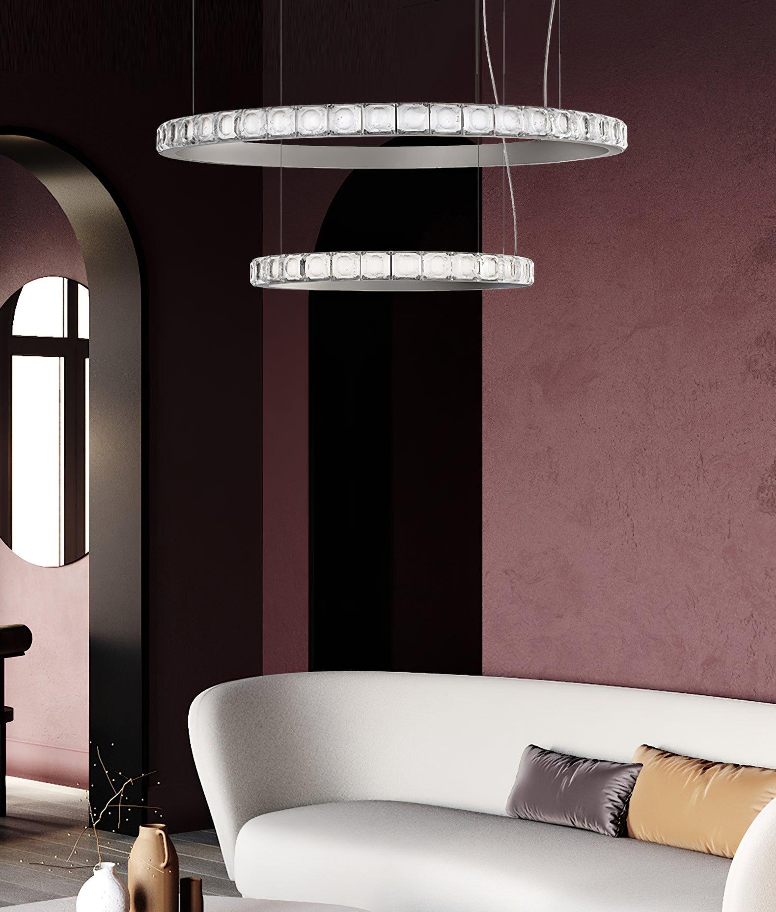 Aura Ring Chandelier - Elegant Crystal Ceiling Light Fixture for Dining Room, Living Room & Bedroom | Modern Home Decor Lighting for Weddings & Special Occasions