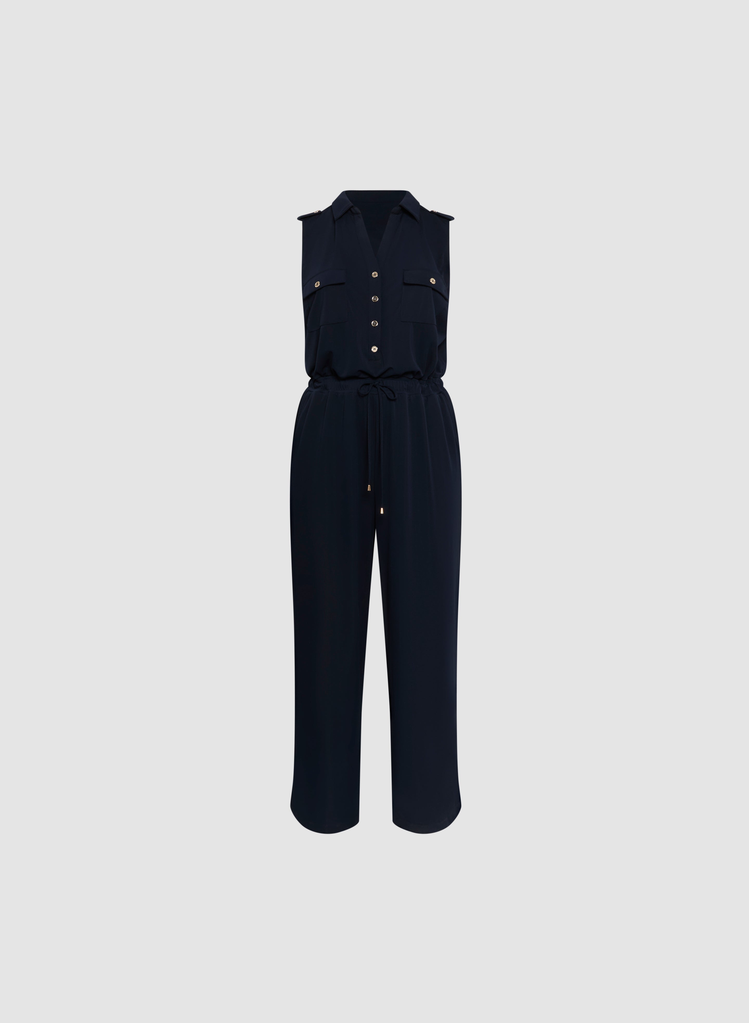 Women's Stylish Drawstring Waist Jumpsuit - Comfortable Casual Romper for Summer Outings, Beach Wear & Lounge Relaxation