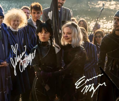 Jenna Ortega & Emma Myers Signed Autograph Photo - Wednesday Addams Netflix Series Reproduction Print (8x10 Inch) - Perfect for Collectors, Fans, and Home Decor