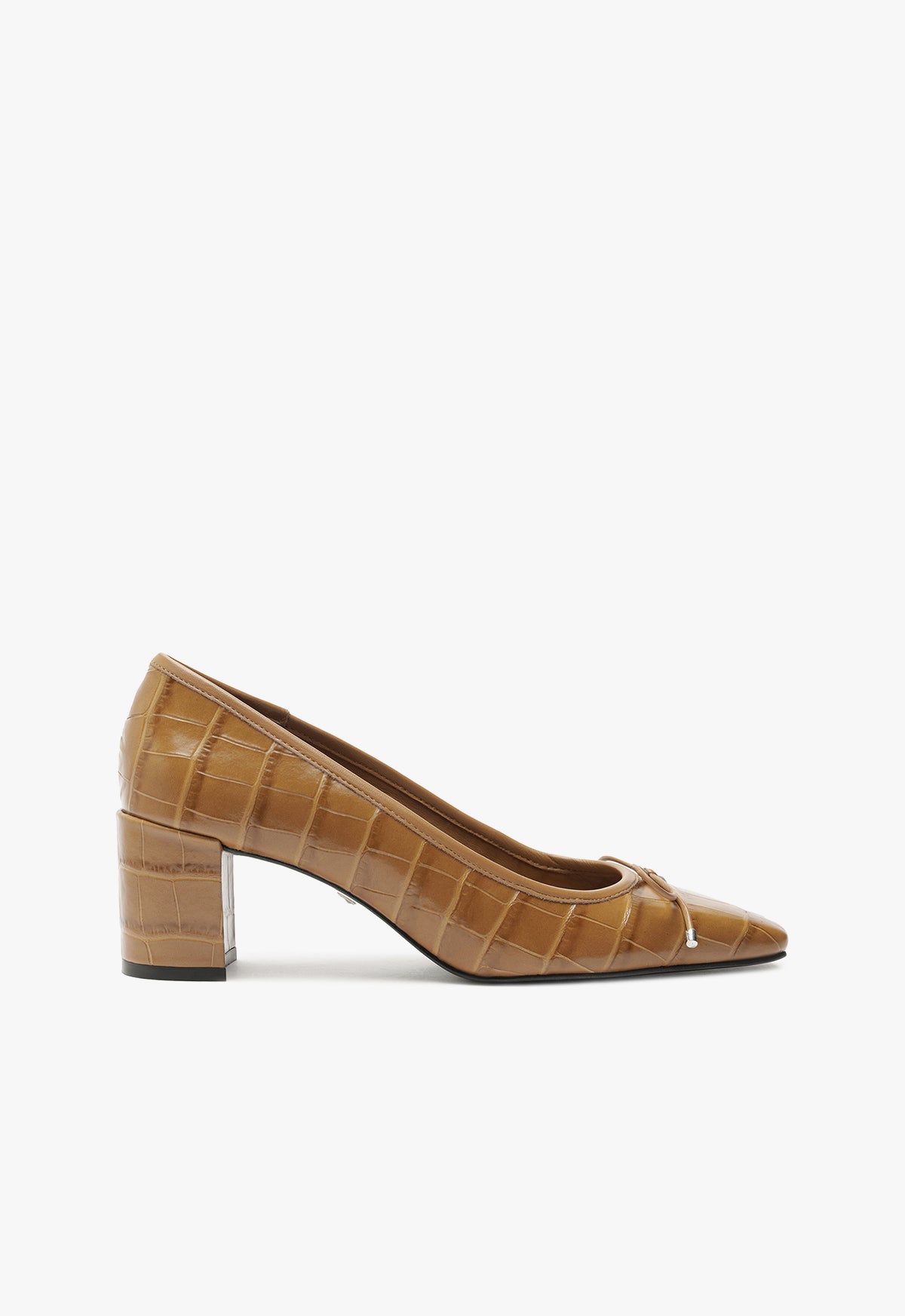 Arissa Crocodile Embossed Leather Pumps - Women's Mid Heel Dress Shoes (3 Inch Heel) for Office, Party & Wedding - Style S2193800080011