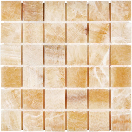 Premium Honey Onyx Stone 2x2 Inch Polished Mosaic Tile for Kitchen Backsplash, Bathroom Wall & Floor Decor - Natural Stone Home Upgrade