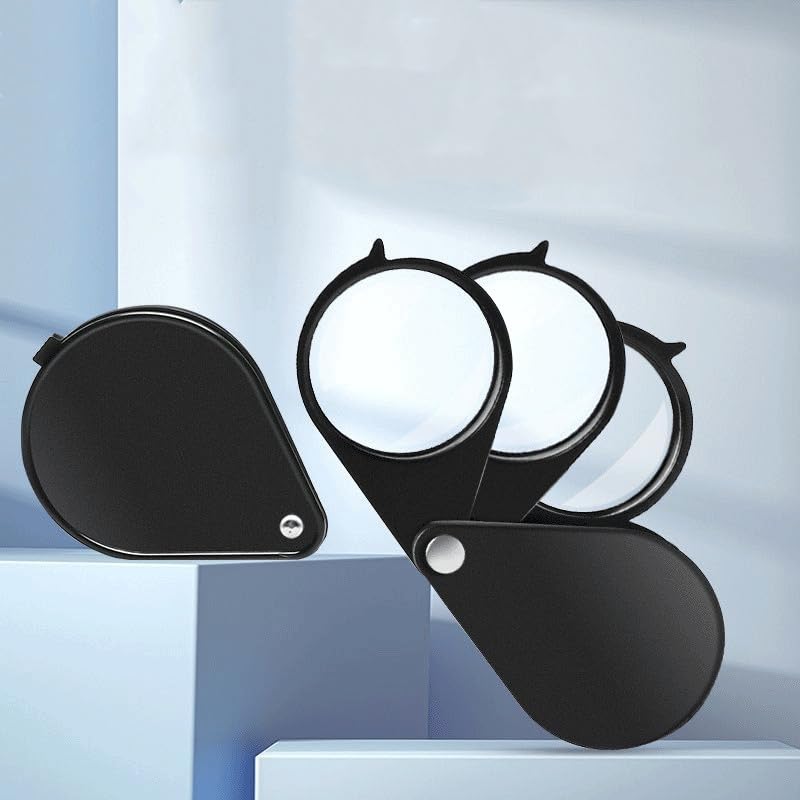 5X 10X 15X Triple Power Folding Pocket Magnifier - Jewelry Loupe Magnifying Glass for Gemstones, Stamps, Coins & Watch Repair - Perfect for Hobbyists, Collectors & Crafters