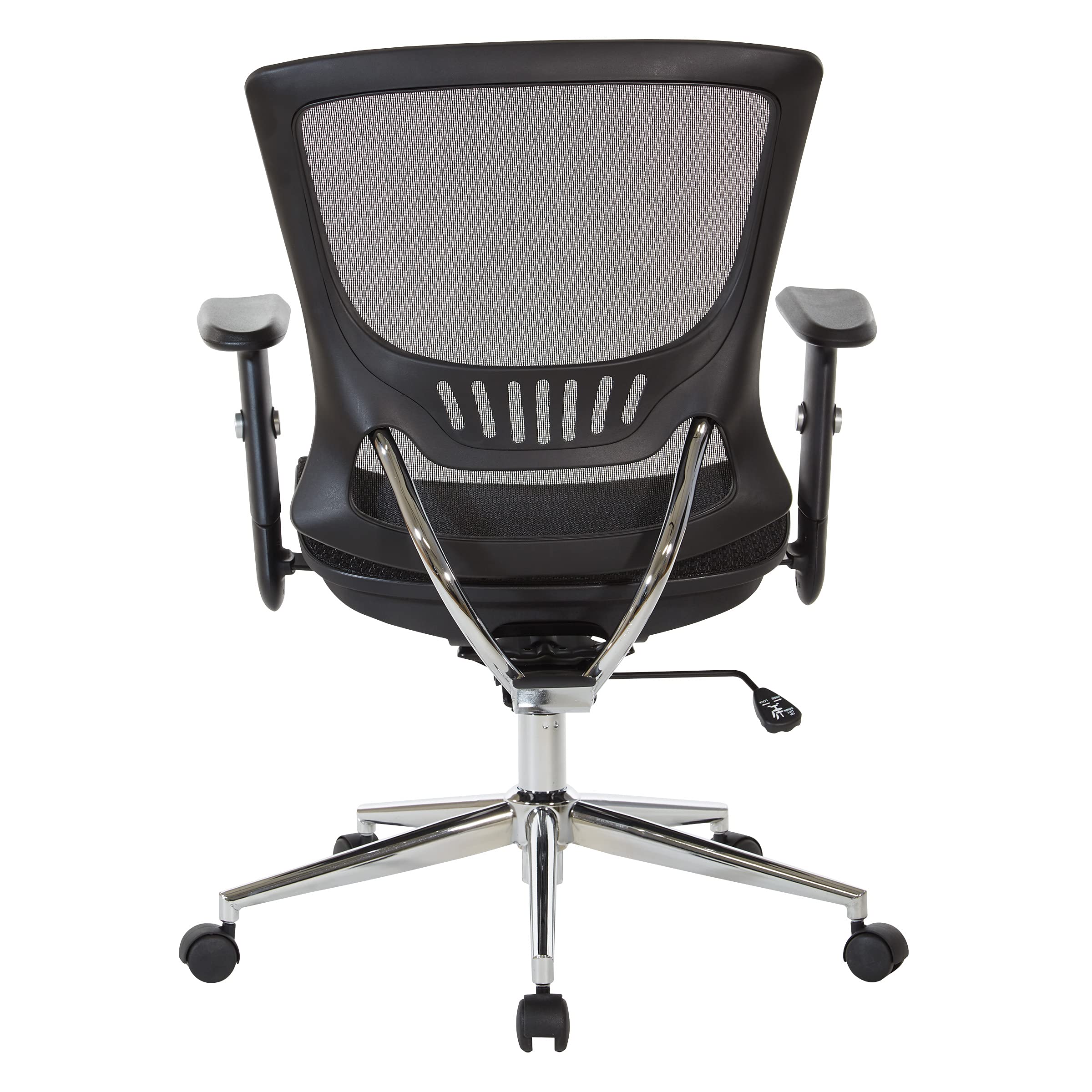 Office Star Ergonomic Mesh Office Chair with Lumbar Support, Adjustable Height & Arms - Breathable Task Chair for Home & Office Workspaces - Chrome Base for Stability & Style