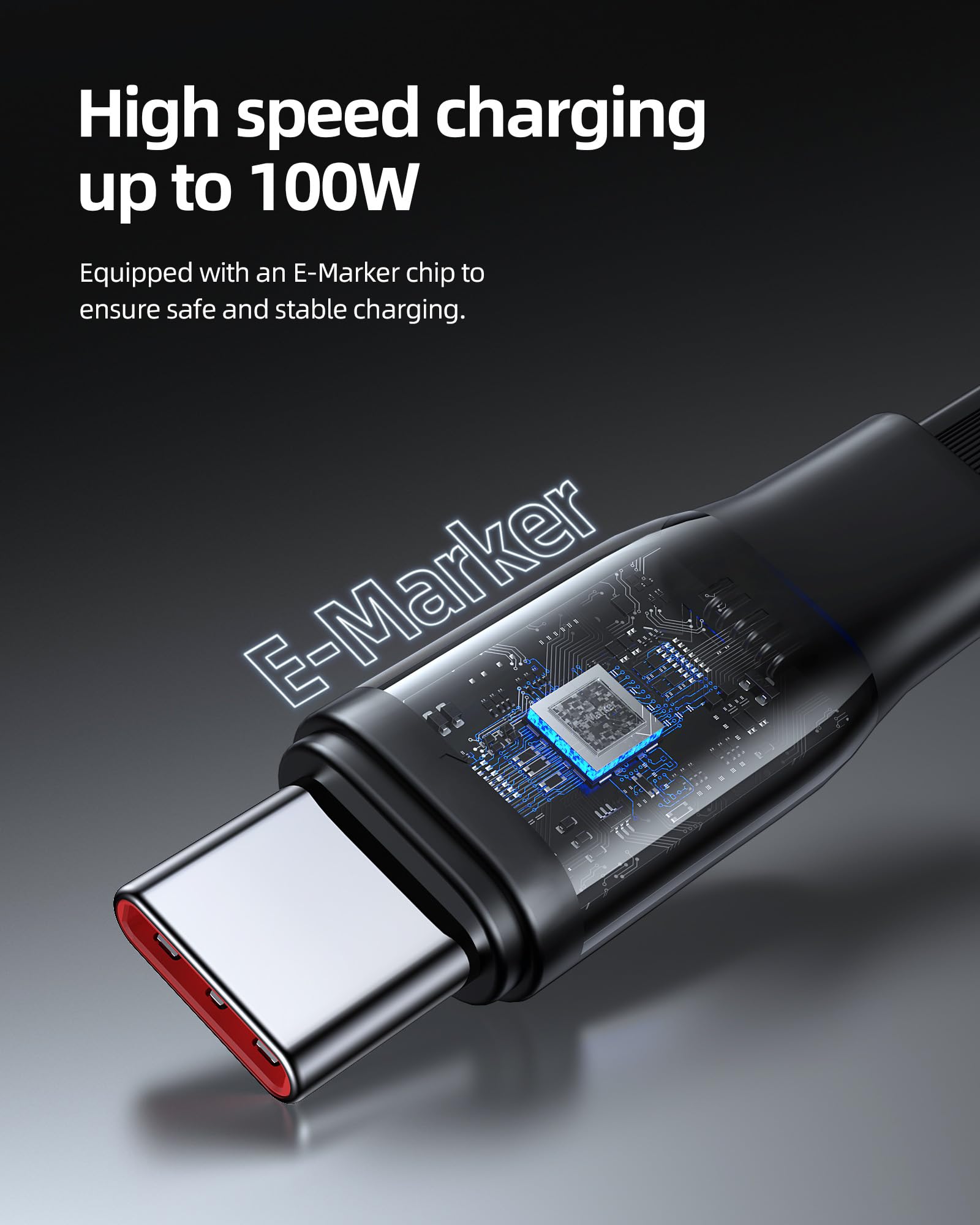 VOLTME 100W USB C to USB C Fast Charging Cable (3.3ft Retractable) - Compatible with iPhone 16, MacBook Pro 2020, iPad Pro/Air 4, Galaxy S24+/Ultra - Perfect for Travel, Office & Home Charging (Black)